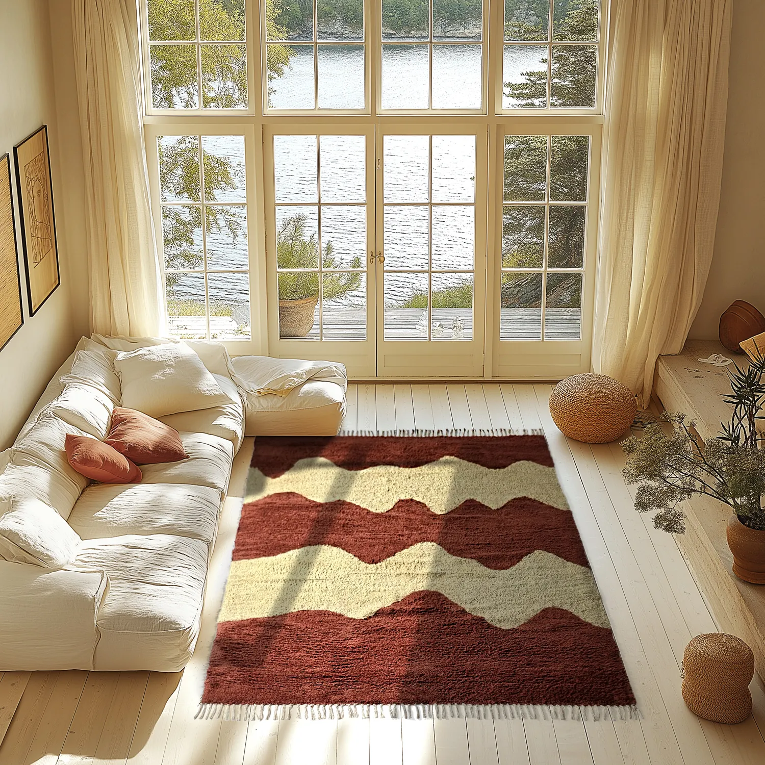 Tappeto A Pelo Lungo - Amira Natural Cotton Shaggy (rosso/beige)