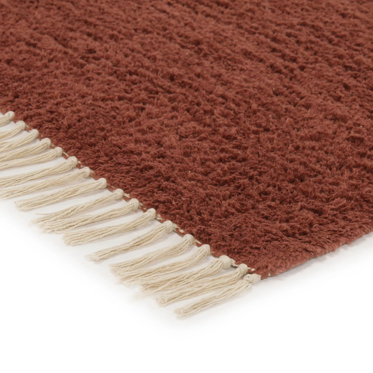 Tappeto A Pelo Lungo - Amira Natural Cotton Shaggy (rosso/beige)