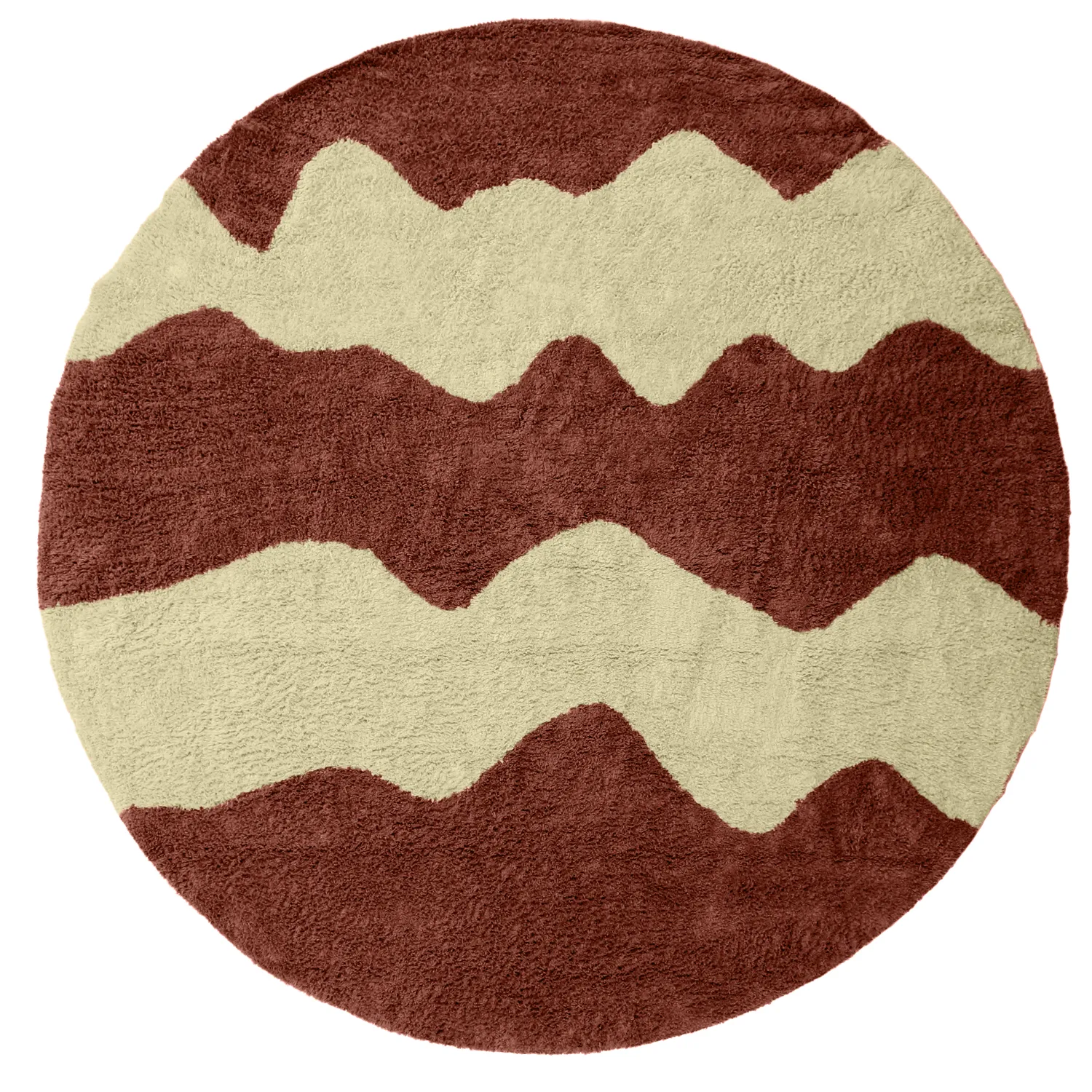Tappeto rotondo - Amira Natural Cotton Shaggy (rosso/beige)
