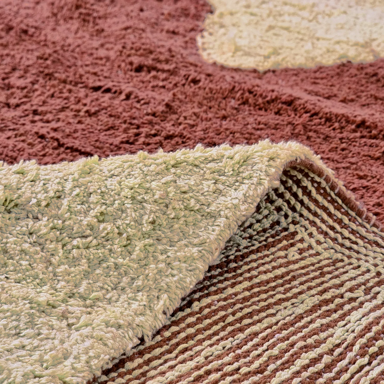 Tappeto rotondo - Amira Natural Cotton Shaggy (rosso/beige)