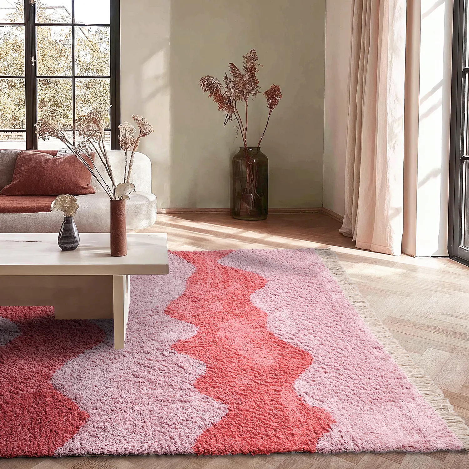 Tappeto A Pelo Lungo - Amira Natural Cotton Shaggy (rosa)