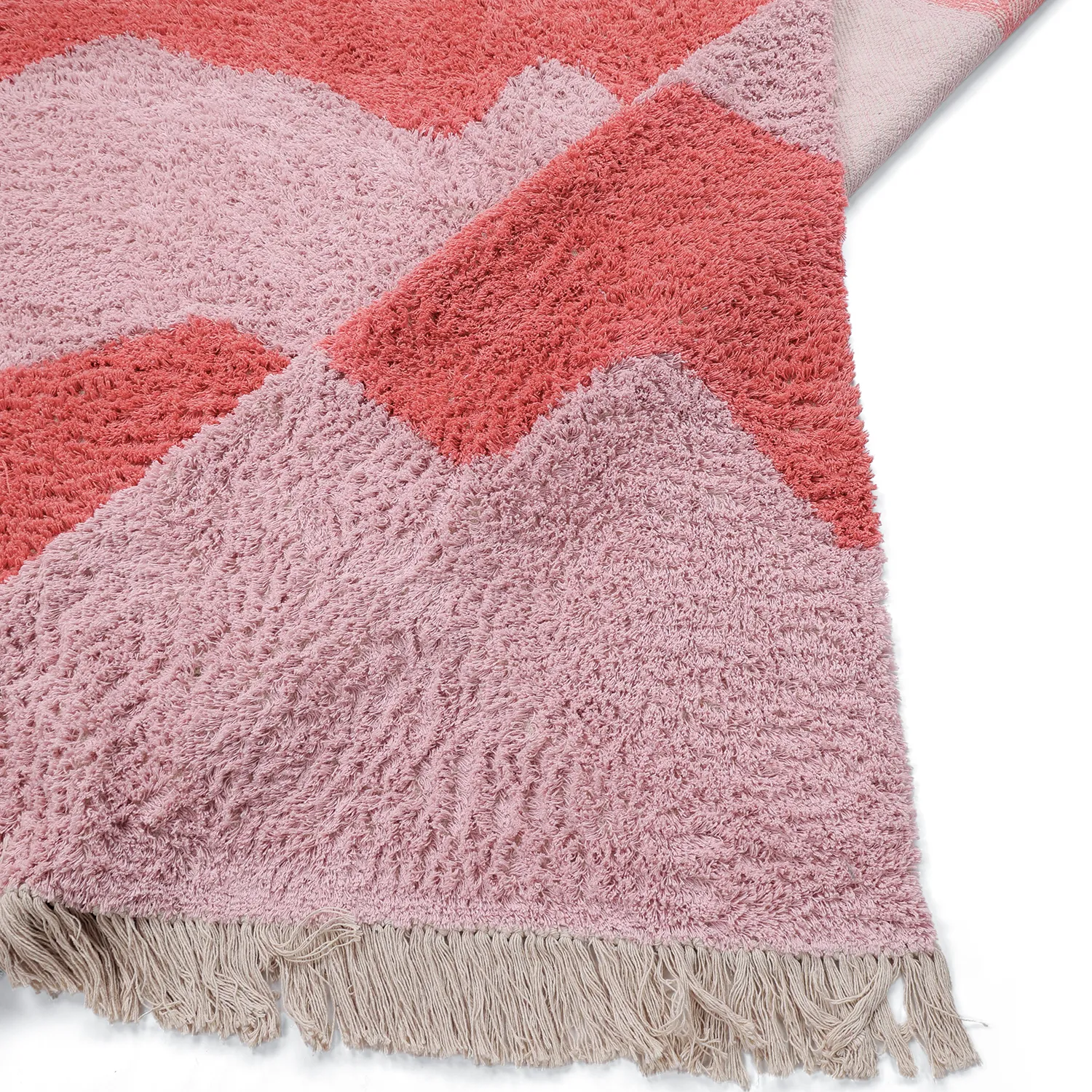 Tappeto A Pelo Lungo - Amira Natural Cotton Shaggy (rosa)