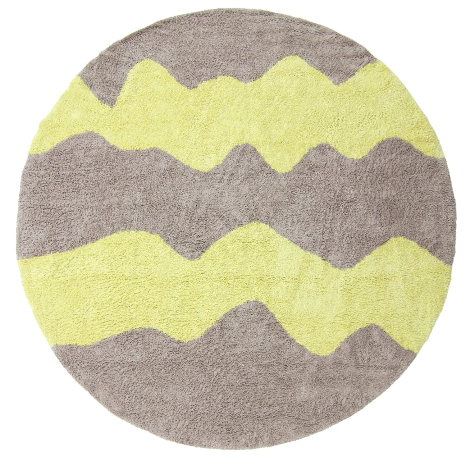 Tappeto rotondo - Amira Natural Cotton Shaggy (tortora/giallo)