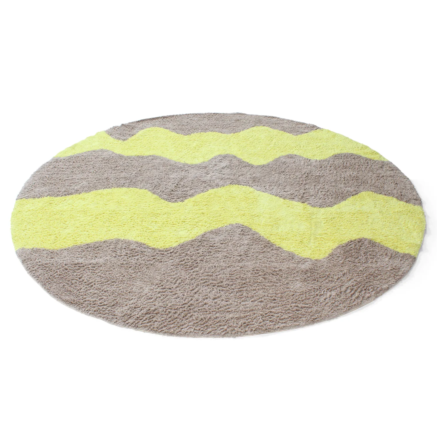 Tappeto rotondo - Amira Natural Cotton Shaggy (tortora/giallo)