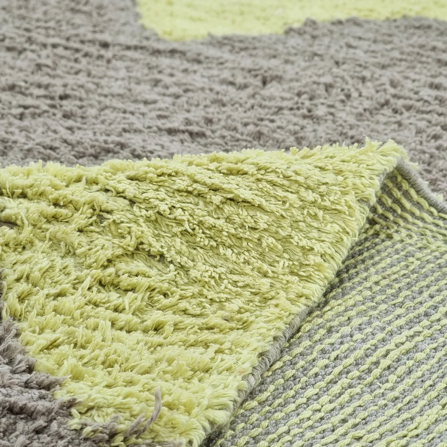 Tappeto rotondo - Amira Natural Cotton Shaggy (tortora/giallo)