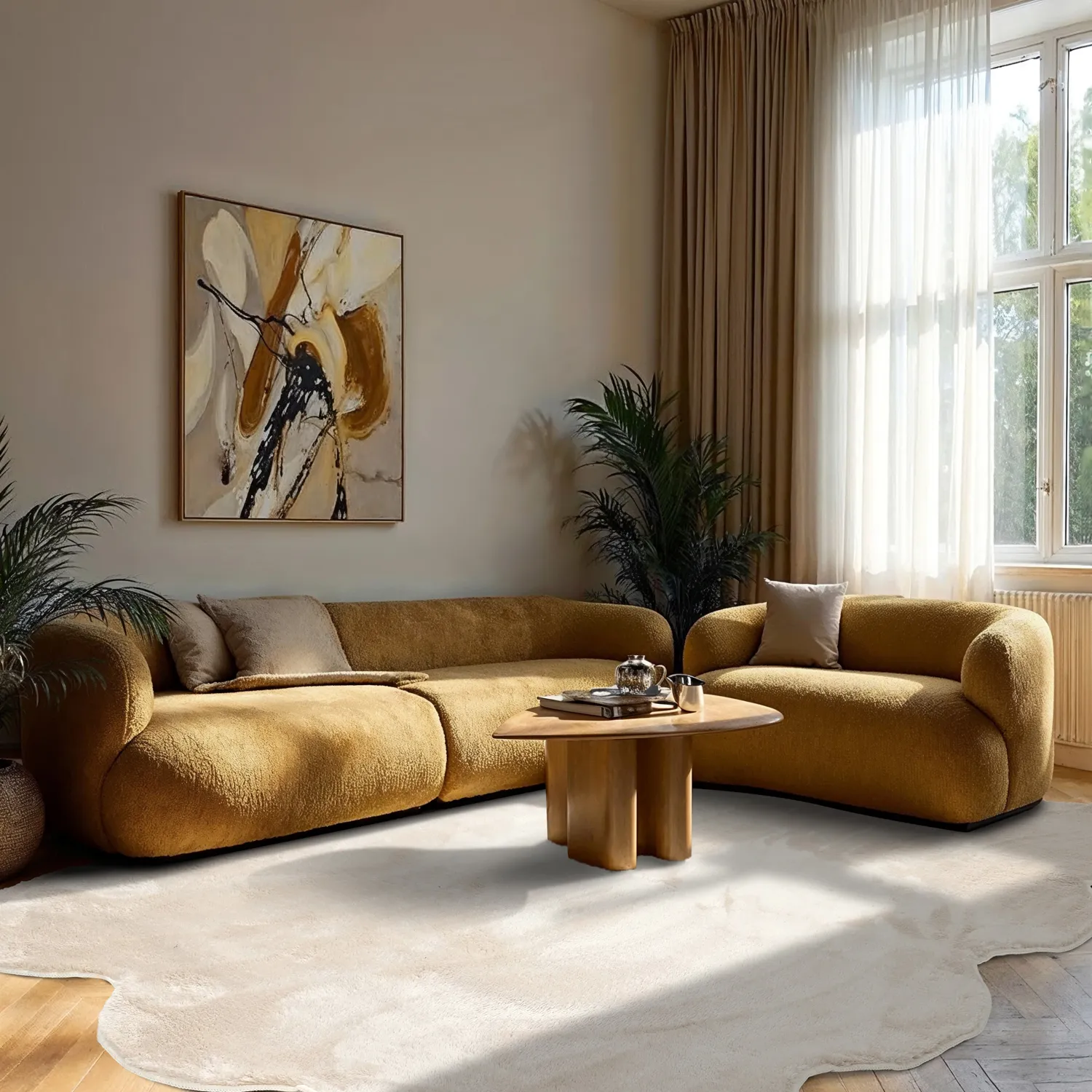 Tappeto shaggy ondulato - Aranga Super Soft Fur (beige)