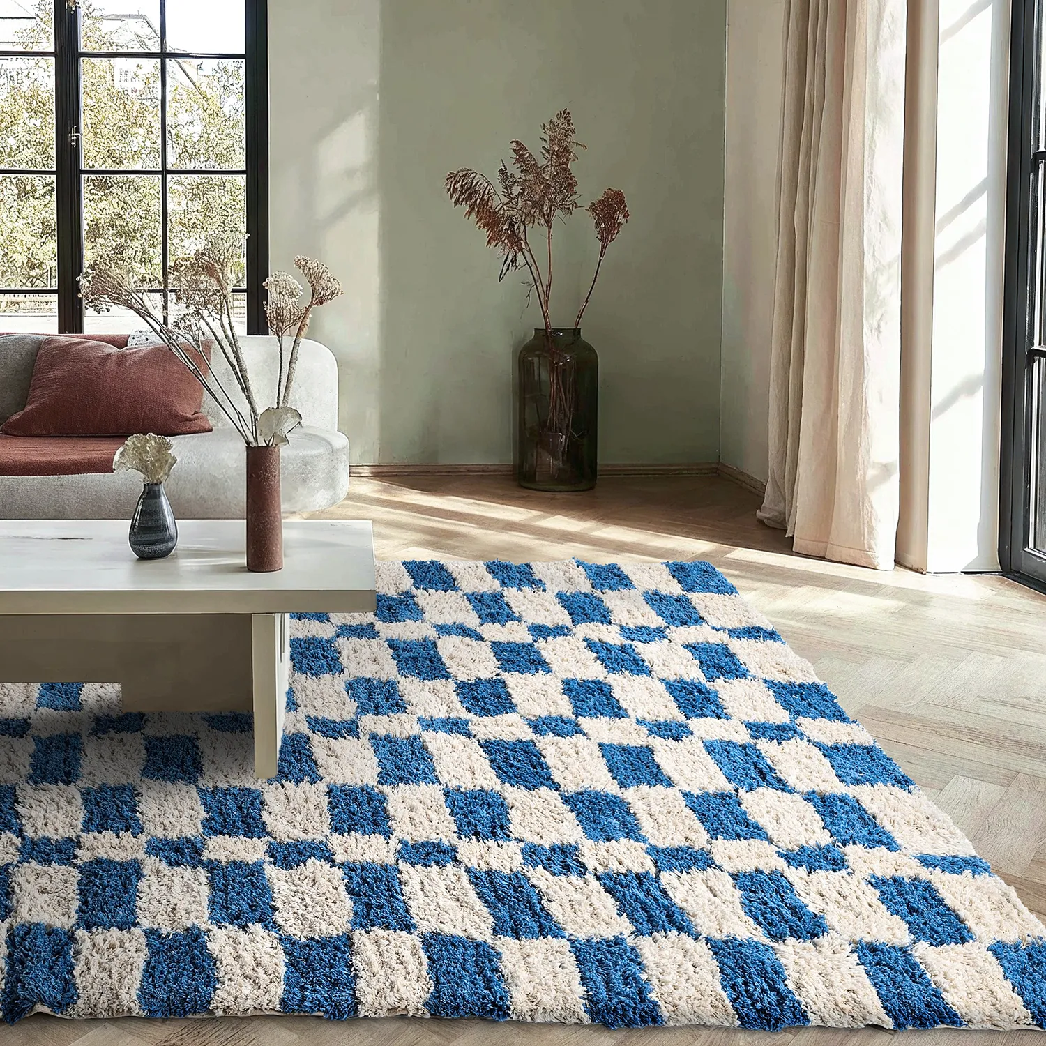 Tappeto A Pelo Lungo - Atrani Natural Cotton Shaggy (blu)
