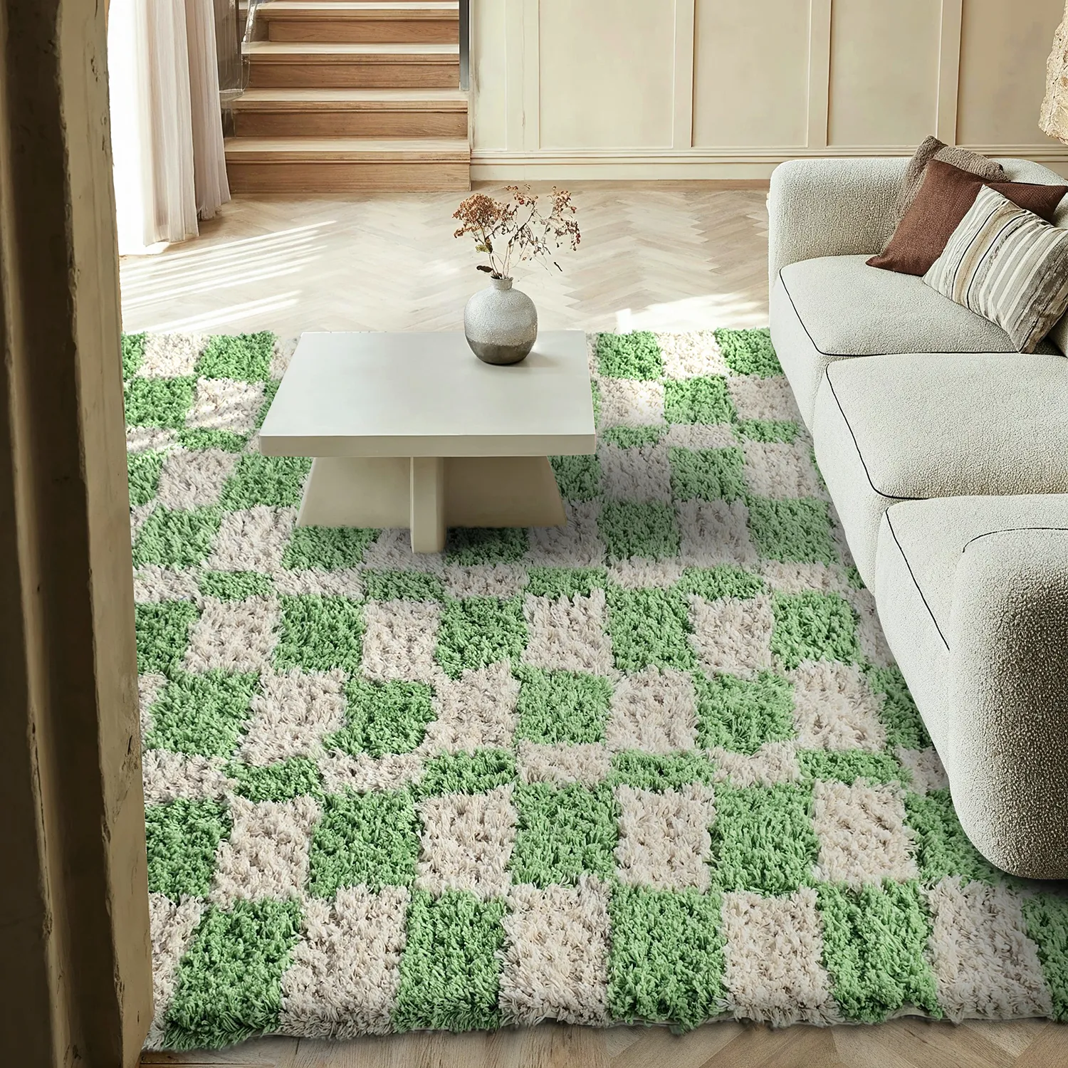 Tappeto A Pelo Lungo - Atrani Natural Cotton Shaggy (verde)