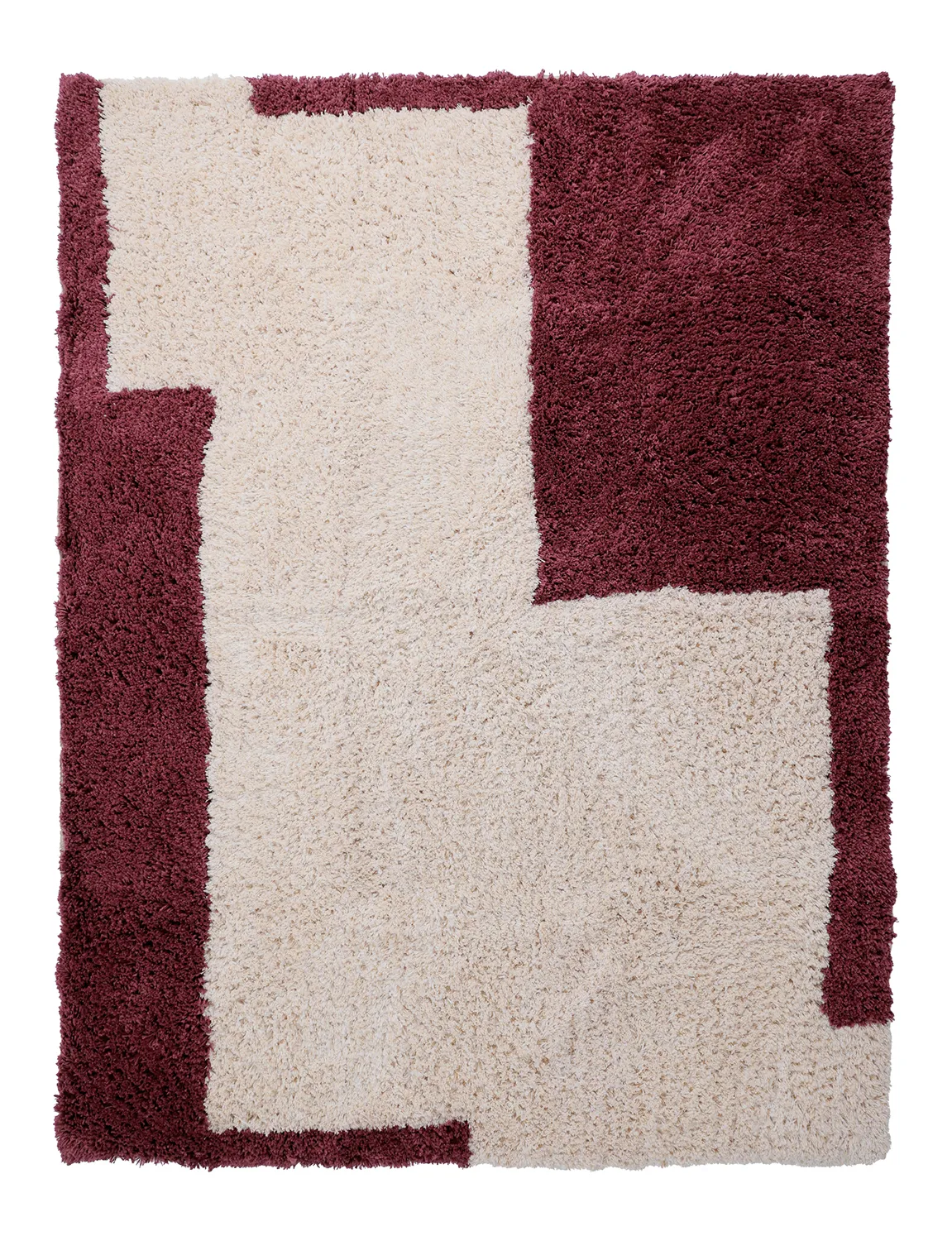 Tappeto A Pelo Lungo - Begur Natural Cotton Shaggy (bianco sporco/bordeaux)