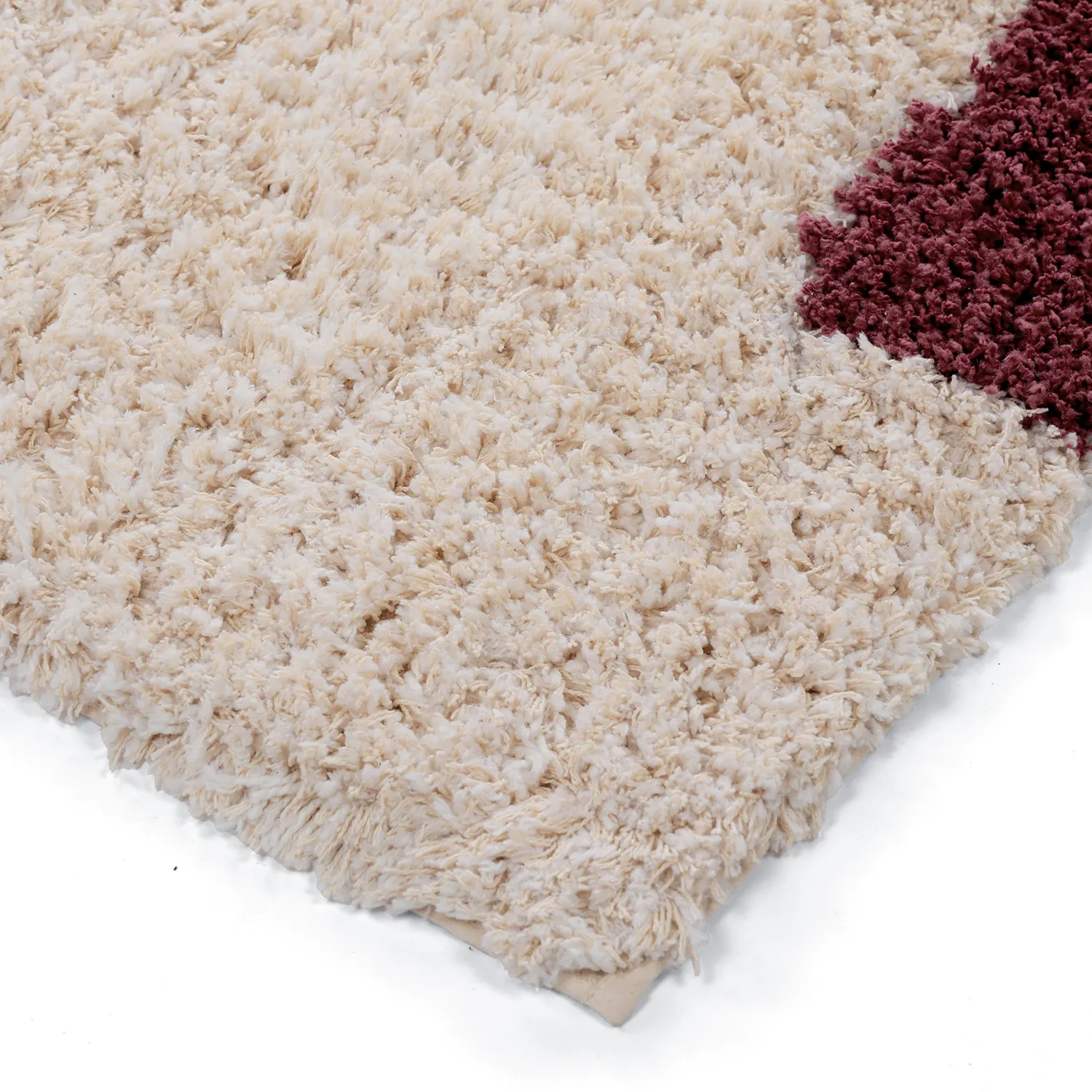 Tappeto A Pelo Lungo - Begur Natural Cotton Shaggy (bianco sporco/bordeaux)