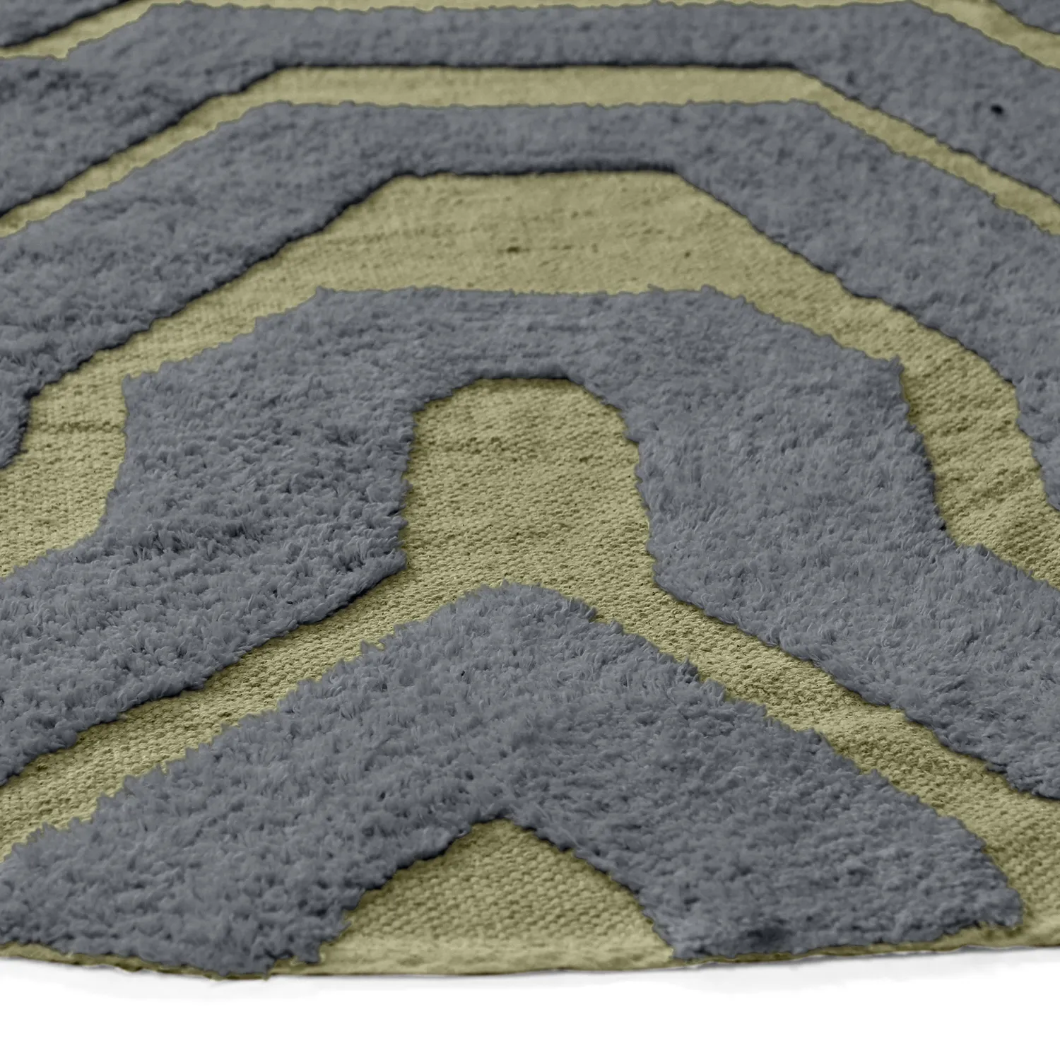 Tappeto rotondo - Callista Natural Cotton Shaggy (nero/verde)