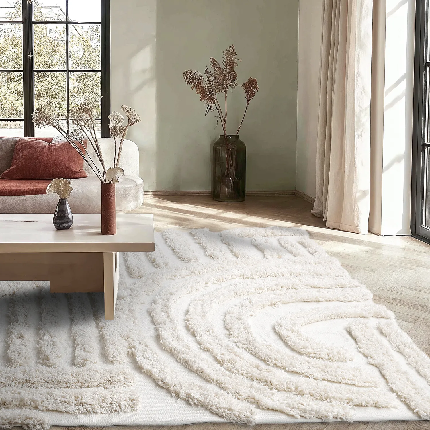 Tappeto A Pelo Lungo - Cazorla Natural Cotton Shaggy (bianco)