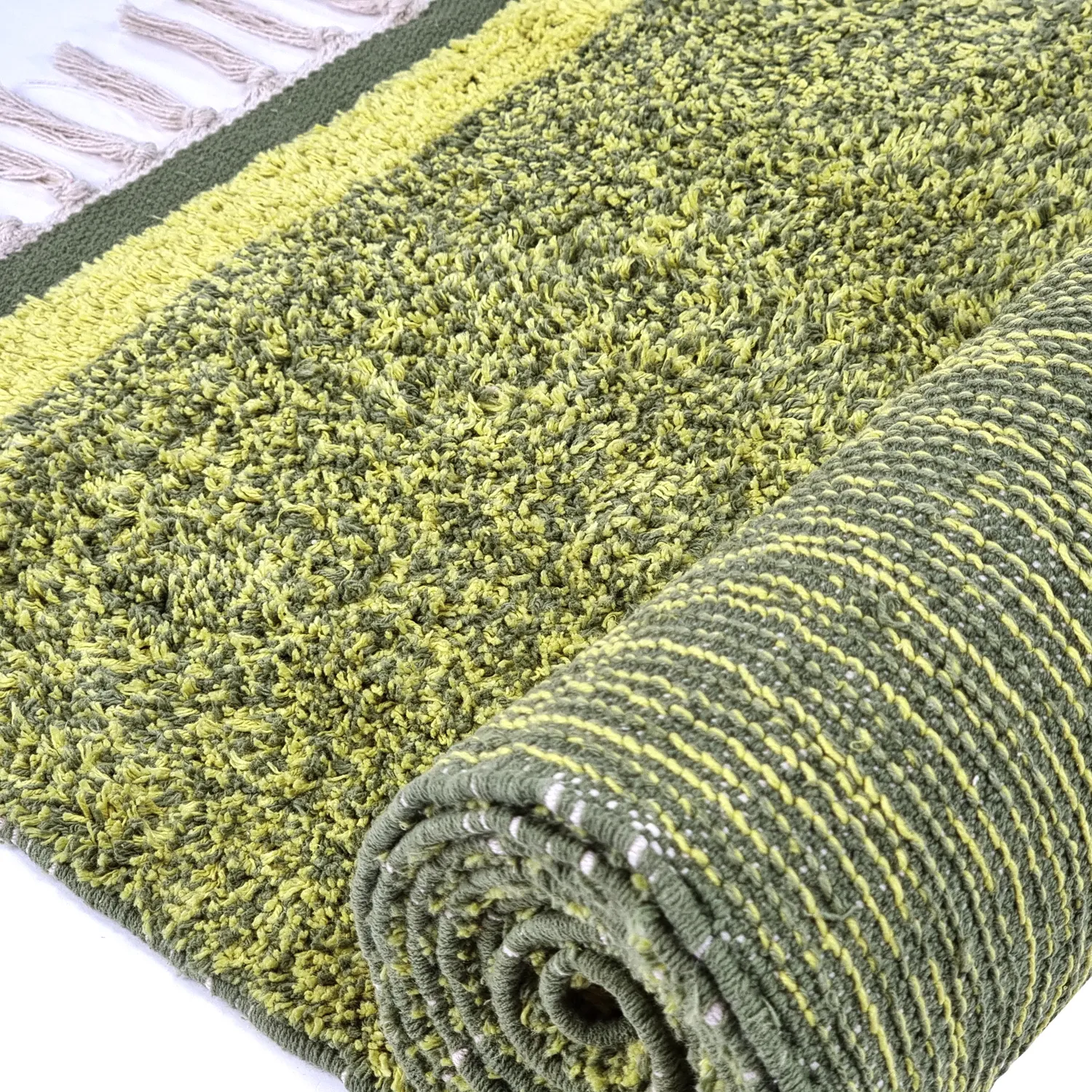 Tappeto A Pelo Lungo - Celina Natural Cotton Shaggy (verde/giallo)