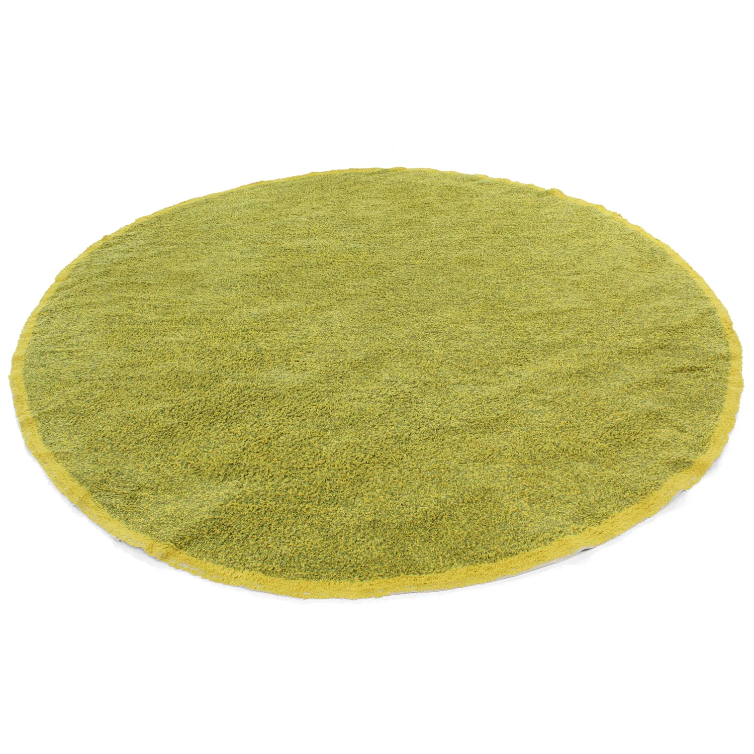 Tappeto rotondo - Celina Natural Cotton Shaggy (verde/giallo)