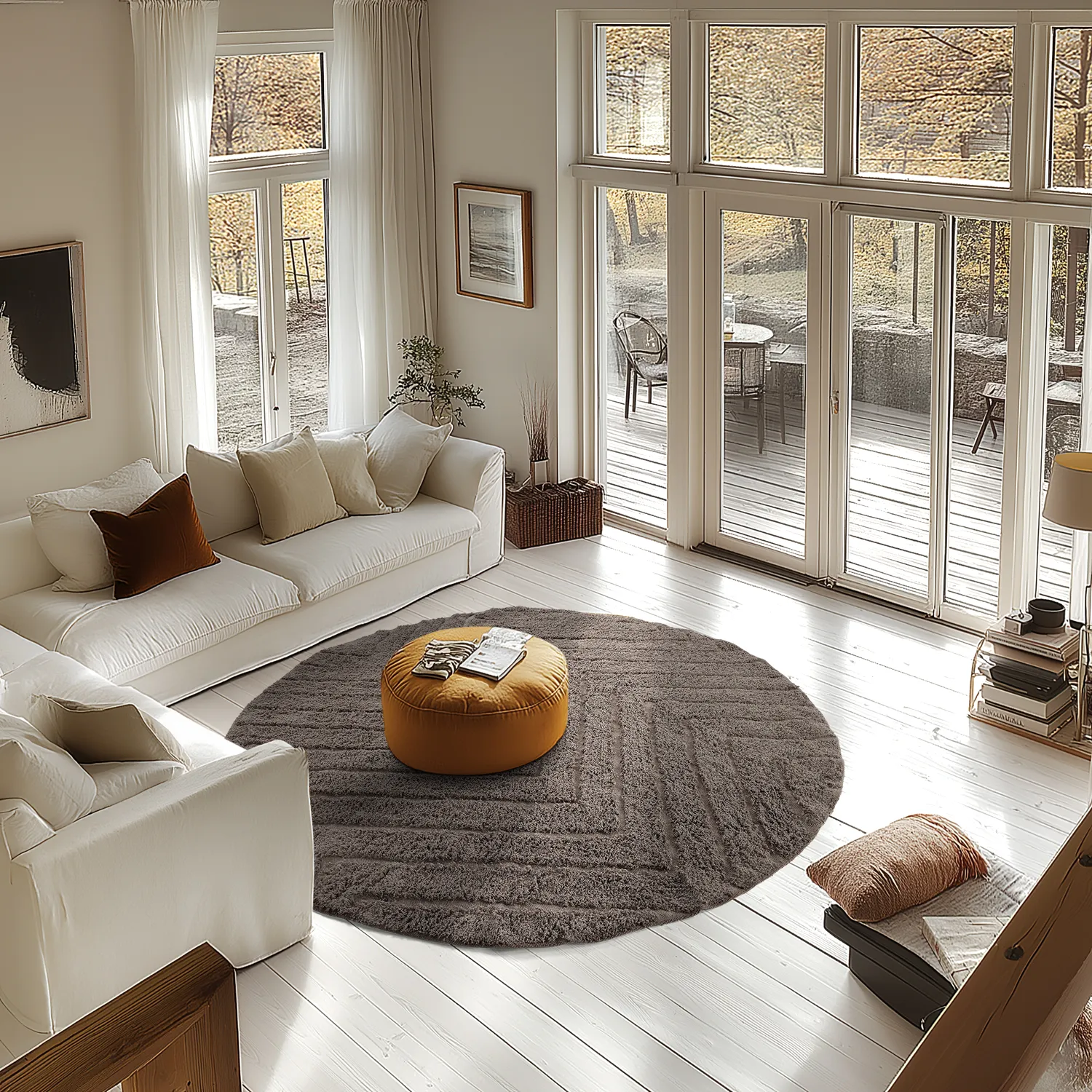 Tappeti rotondi - Conara Natural Cotton Shaggy (tortora)