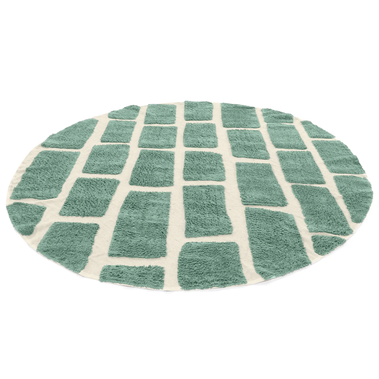 Tappeto rotondo - Cyrus Natural Cotton Shaggy (verde)