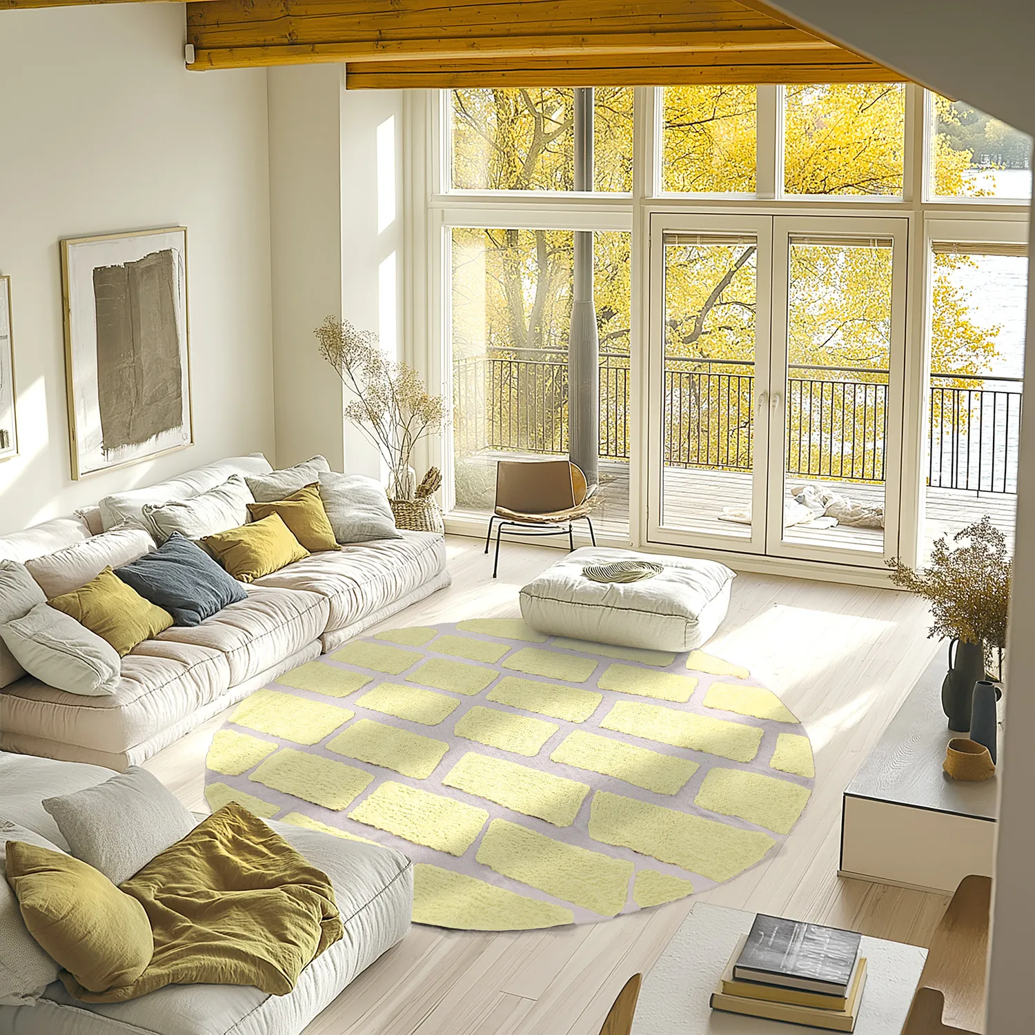 Tappeto rotondo - Cyrus Natural Cotton Shaggy (giallo)