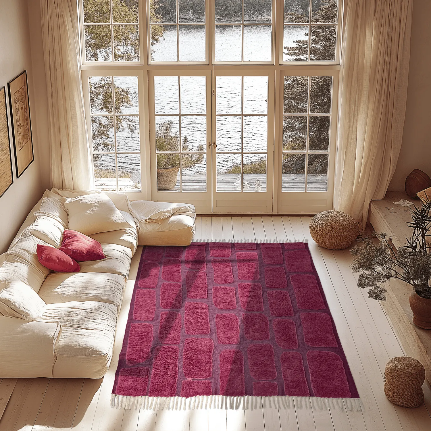 Tappeto A Pelo Lungo - Cyrus Natural Cotton Shaggy (rosso)