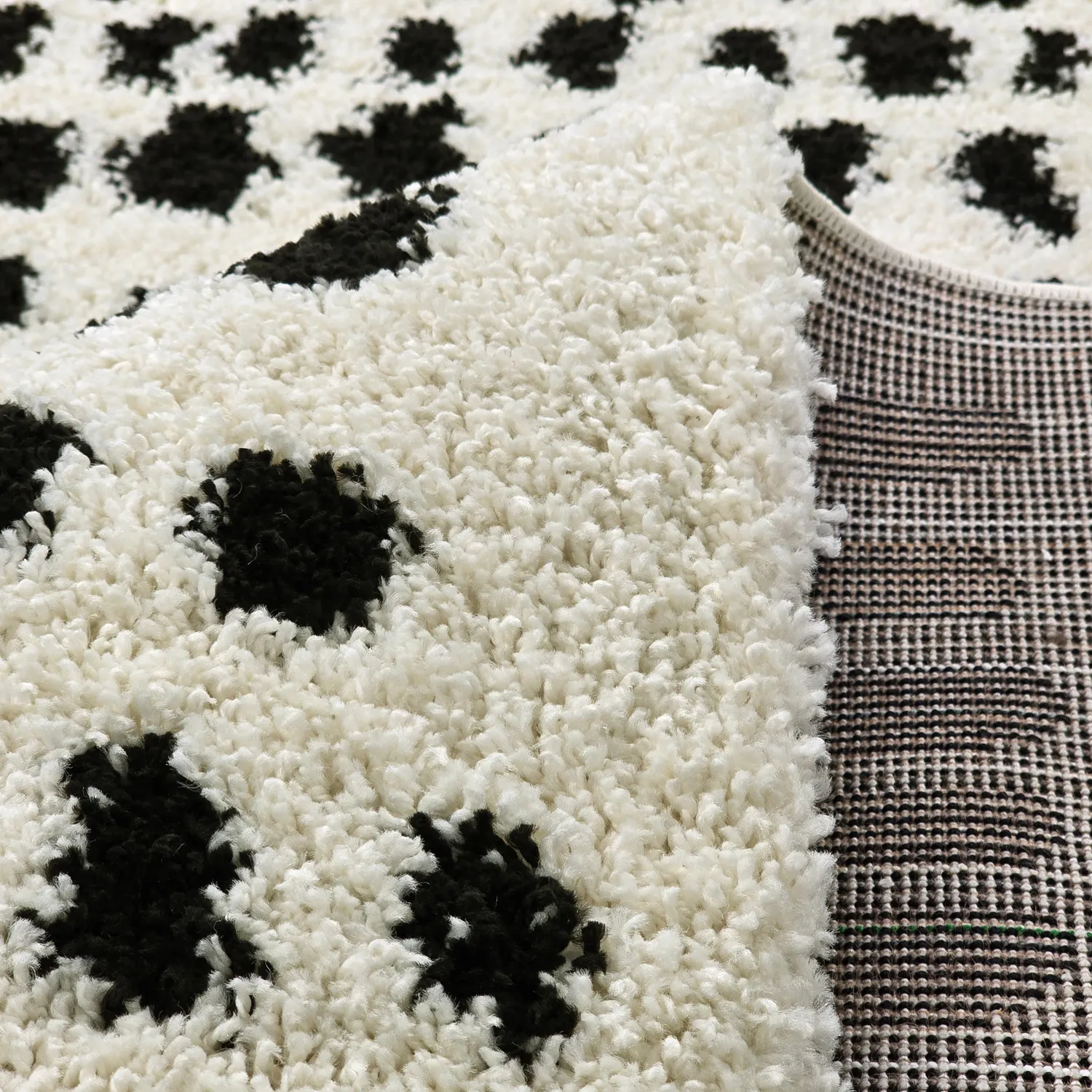 Tappeto A Pelo Lungo - Dotty (bianco/nero)