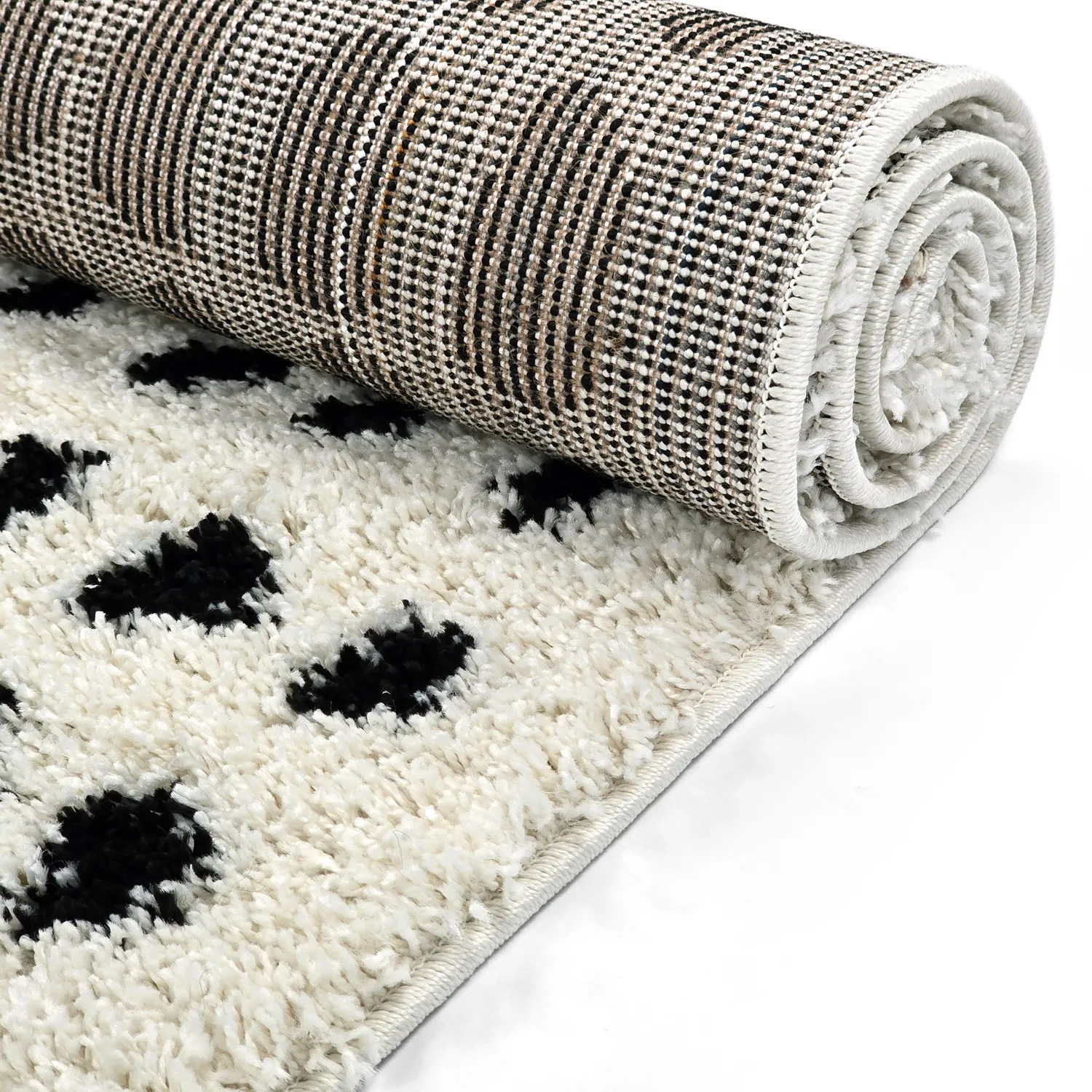 Tappeto A Pelo Lungo - Dotty (bianco/nero)