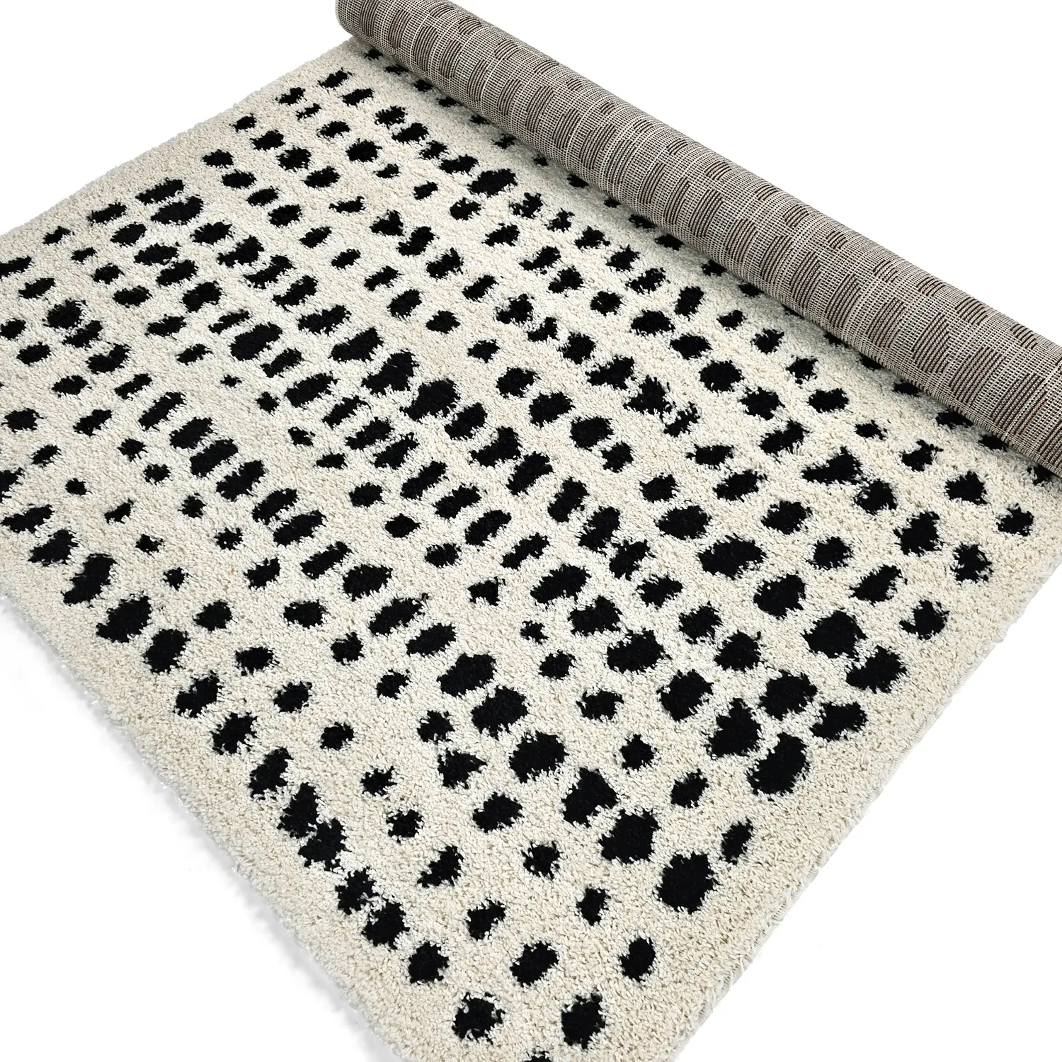 Tappeto A Pelo Lungo - Dotty (bianco/nero)
