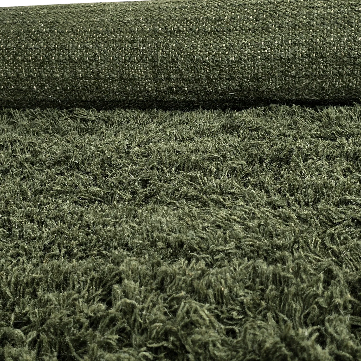 Tappeto A Pelo Lungo - Fassale Hand Woven Wool Shaggy (verde muschio)