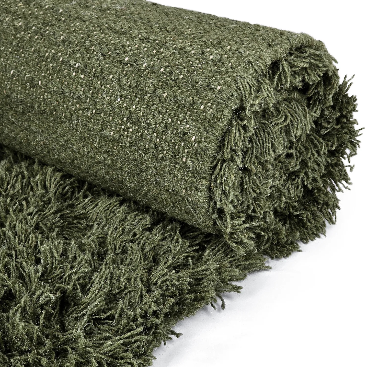 Tappeto A Pelo Lungo - Fassale Hand Woven Wool Shaggy (verde muschio)