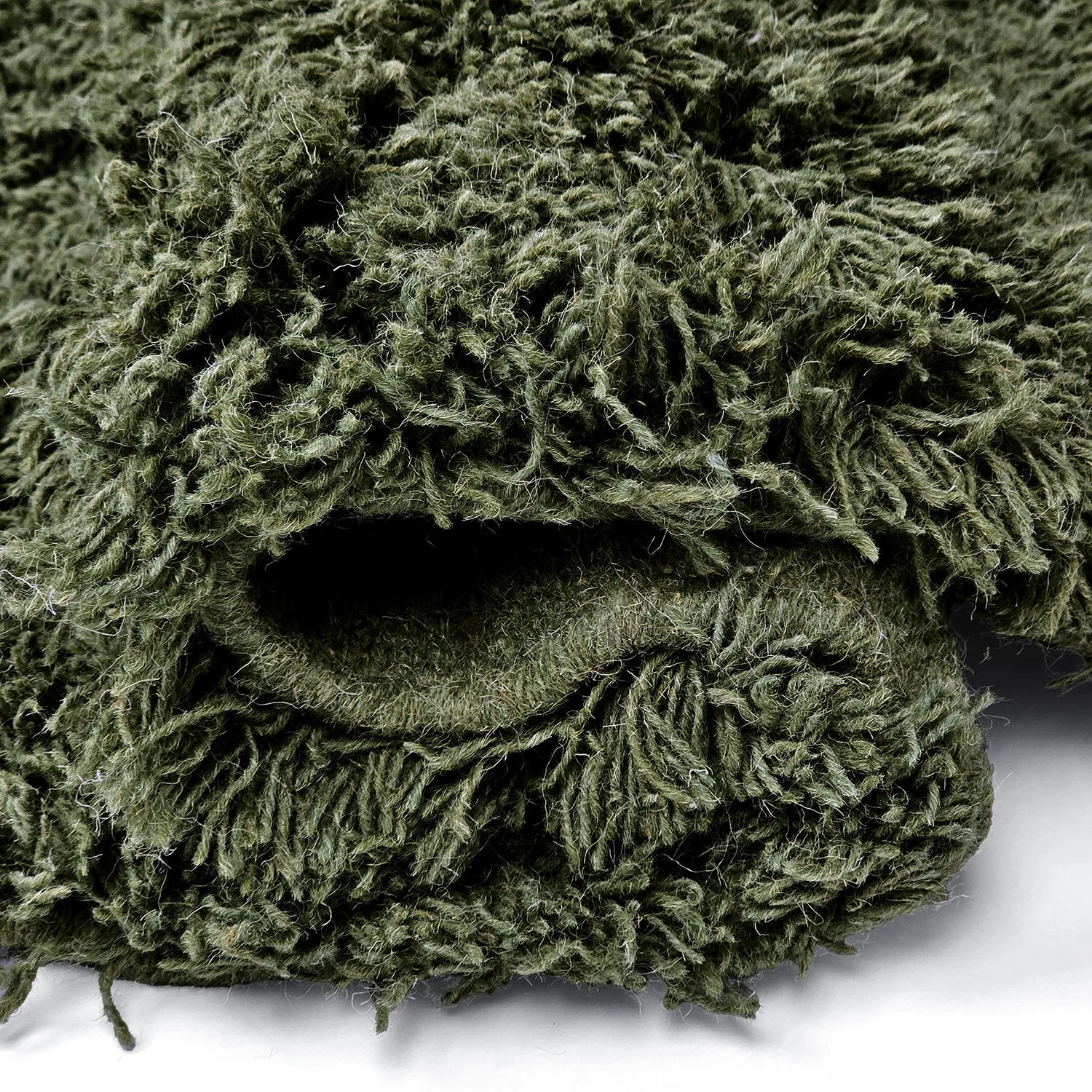 Tappeto rotondo - Fassale Hand Woven Wool Shaggy (verde muschio)