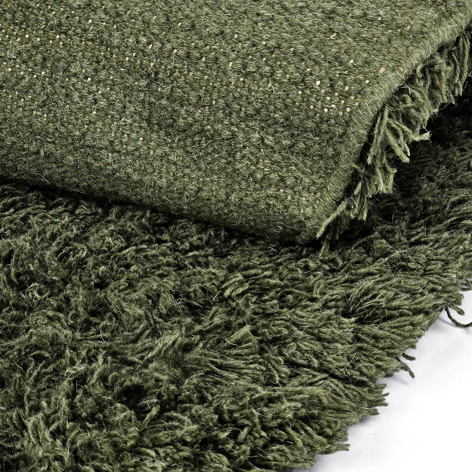 Tappeto rotondo - Fassale Hand Woven Wool Shaggy (verde muschio)