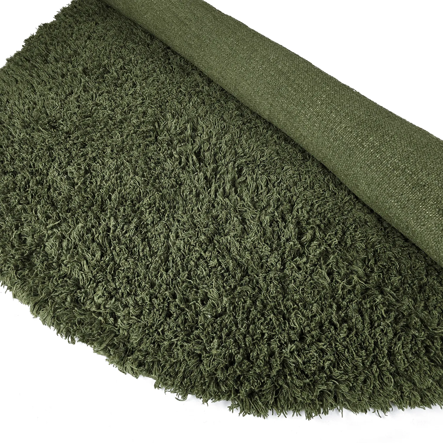 Tappeto rotondo - Fassale Hand Woven Wool Shaggy (verde muschio)