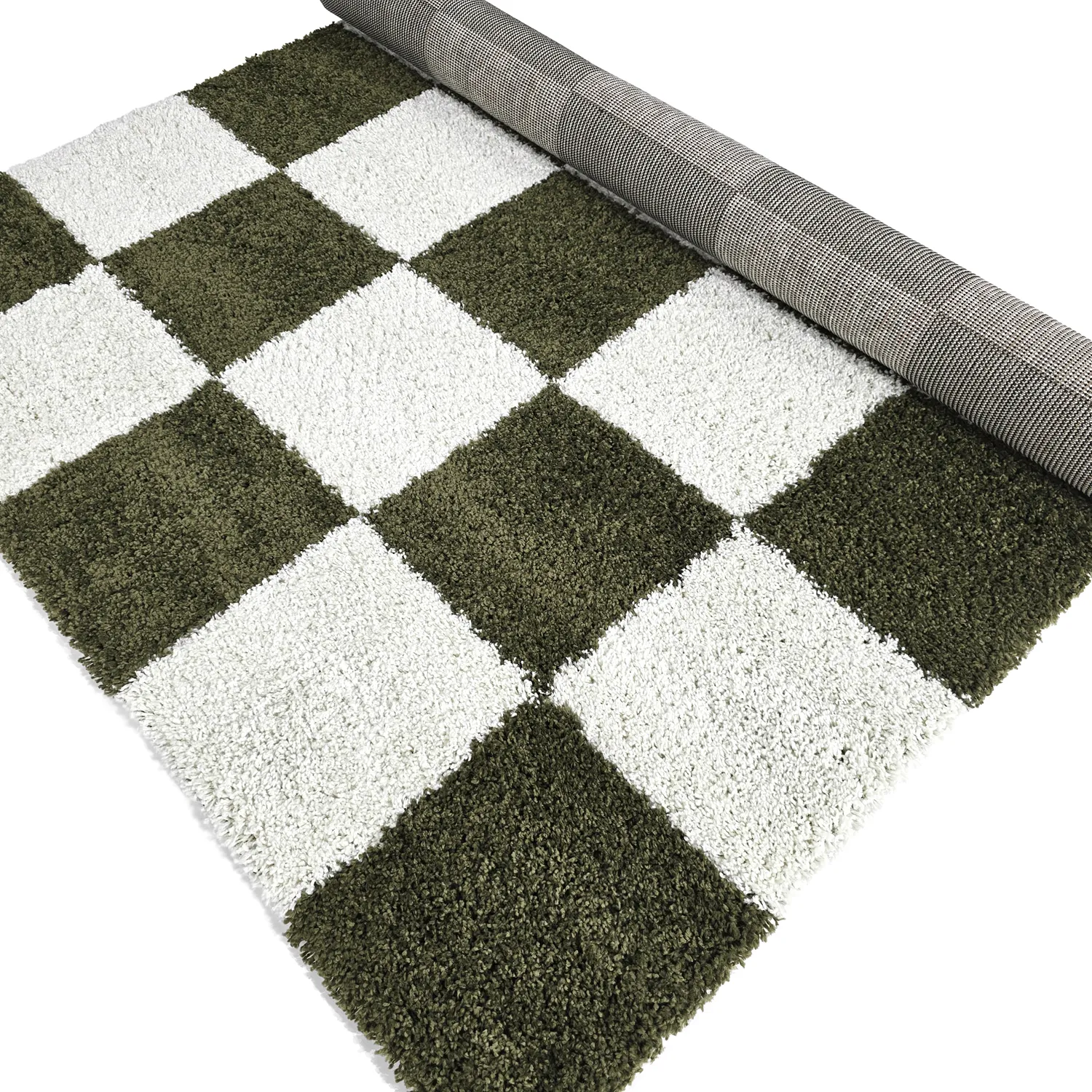 Tappeto A Pelo Lungo - Gordes (verde/bianco)