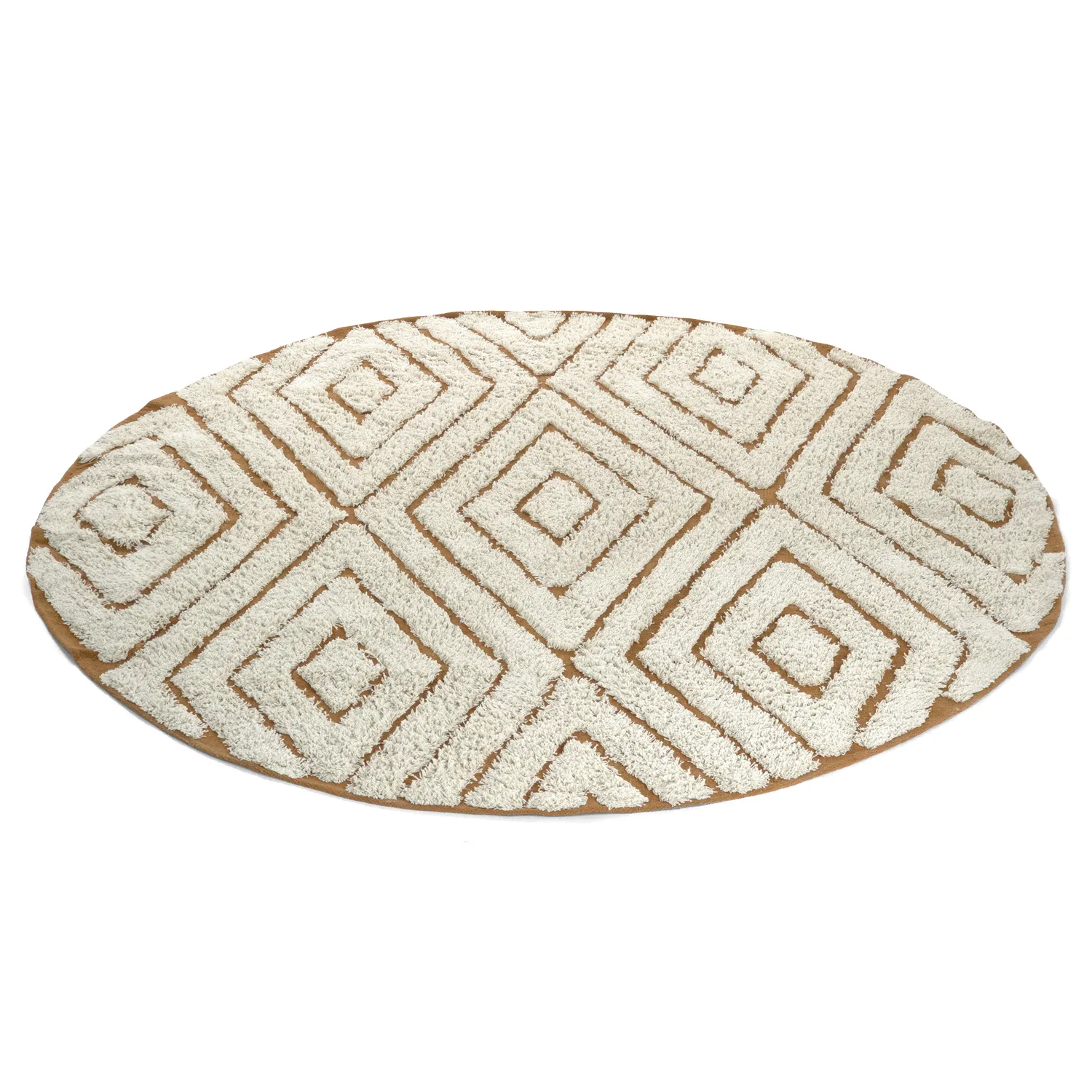Tappeti rotondi - Holwell Natural Cotton Shaggy (bianco sporco/marrone)