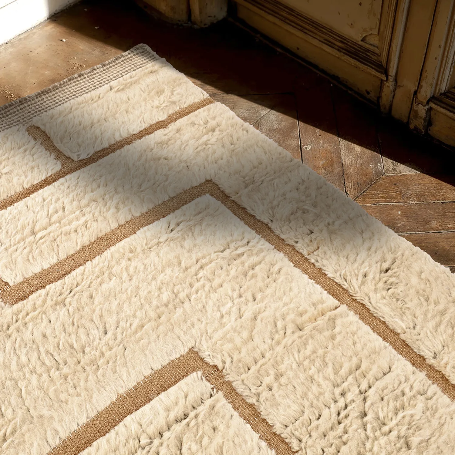 Tappeto A Pelo Lungo - Kiberg Hand Woven Wool Shaggy (crema)