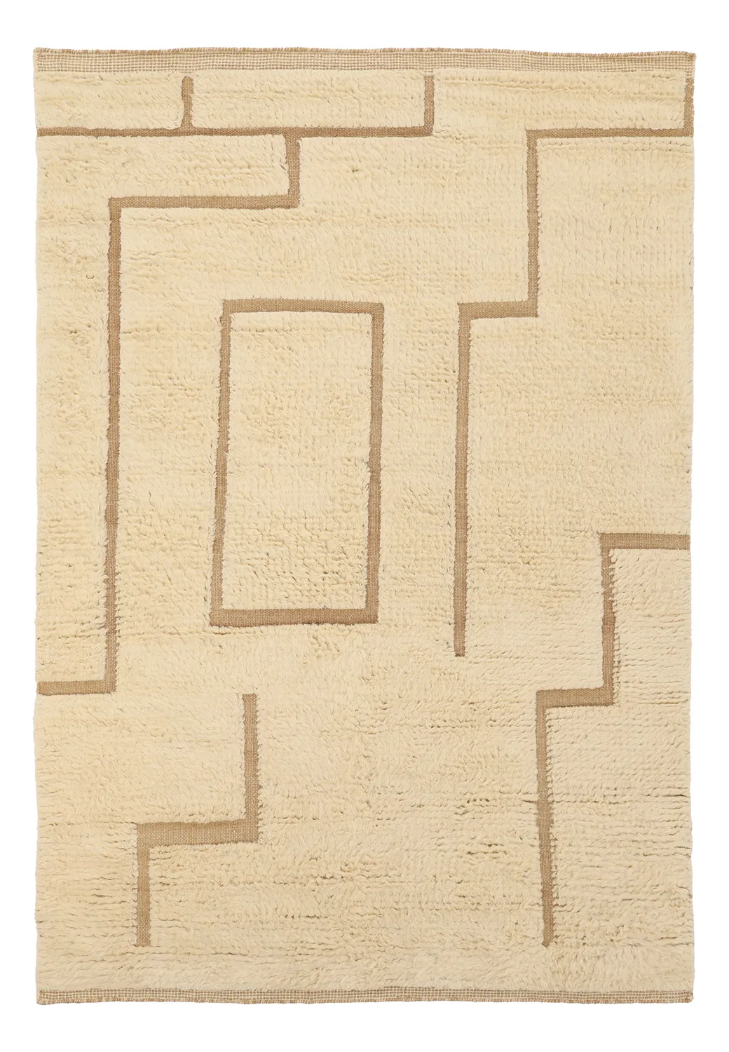 Tappeto A Pelo Lungo - Kiberg Hand Woven Wool Shaggy (crema)