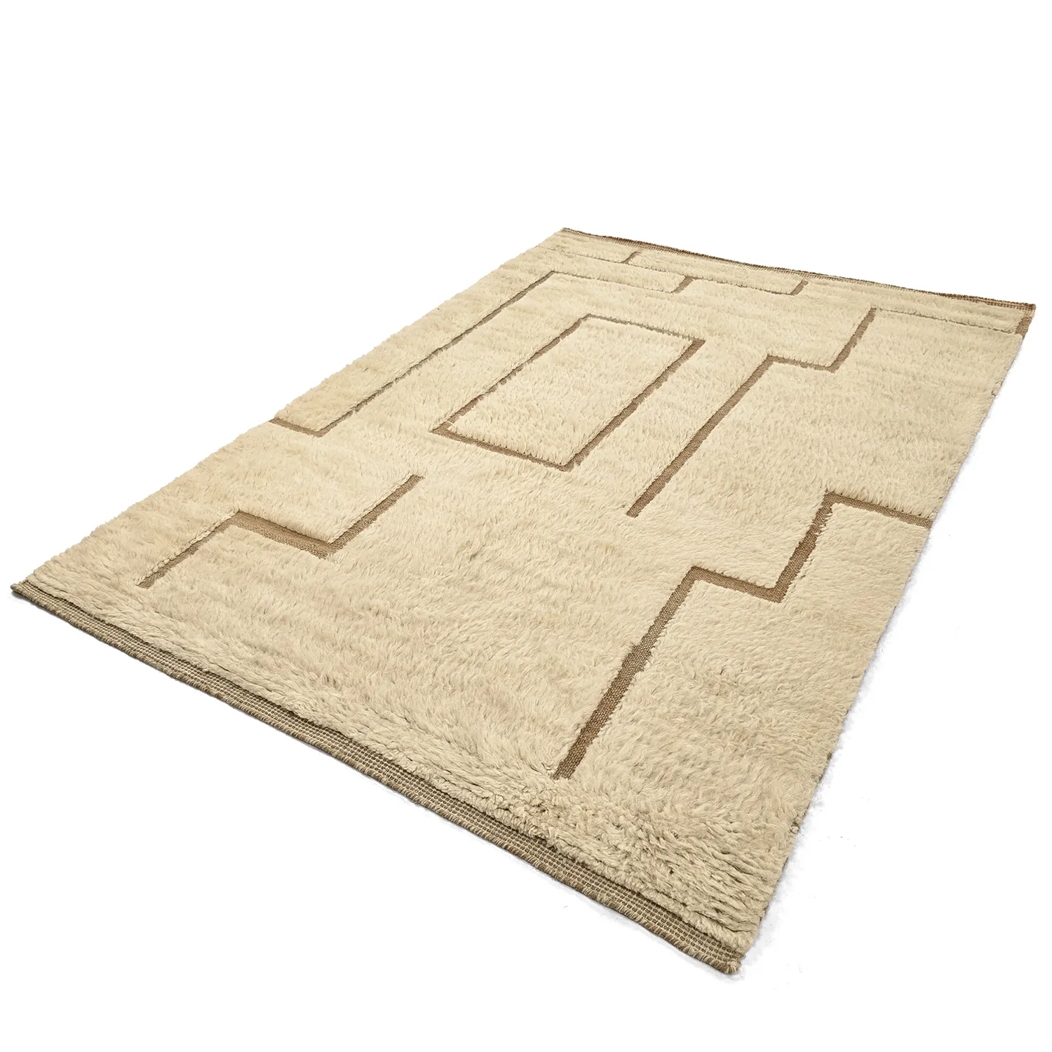 Tappeto A Pelo Lungo - Kiberg Hand Woven Wool Shaggy (crema)