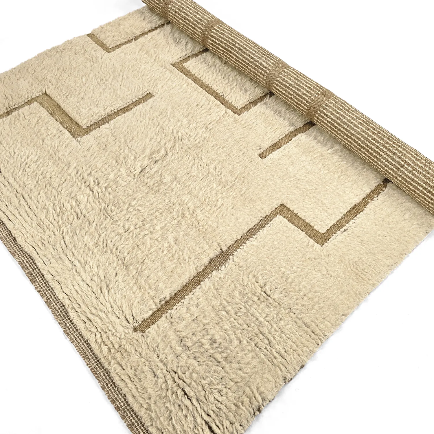 Tappeto A Pelo Lungo - Kiberg Hand Woven Wool Shaggy (crema)