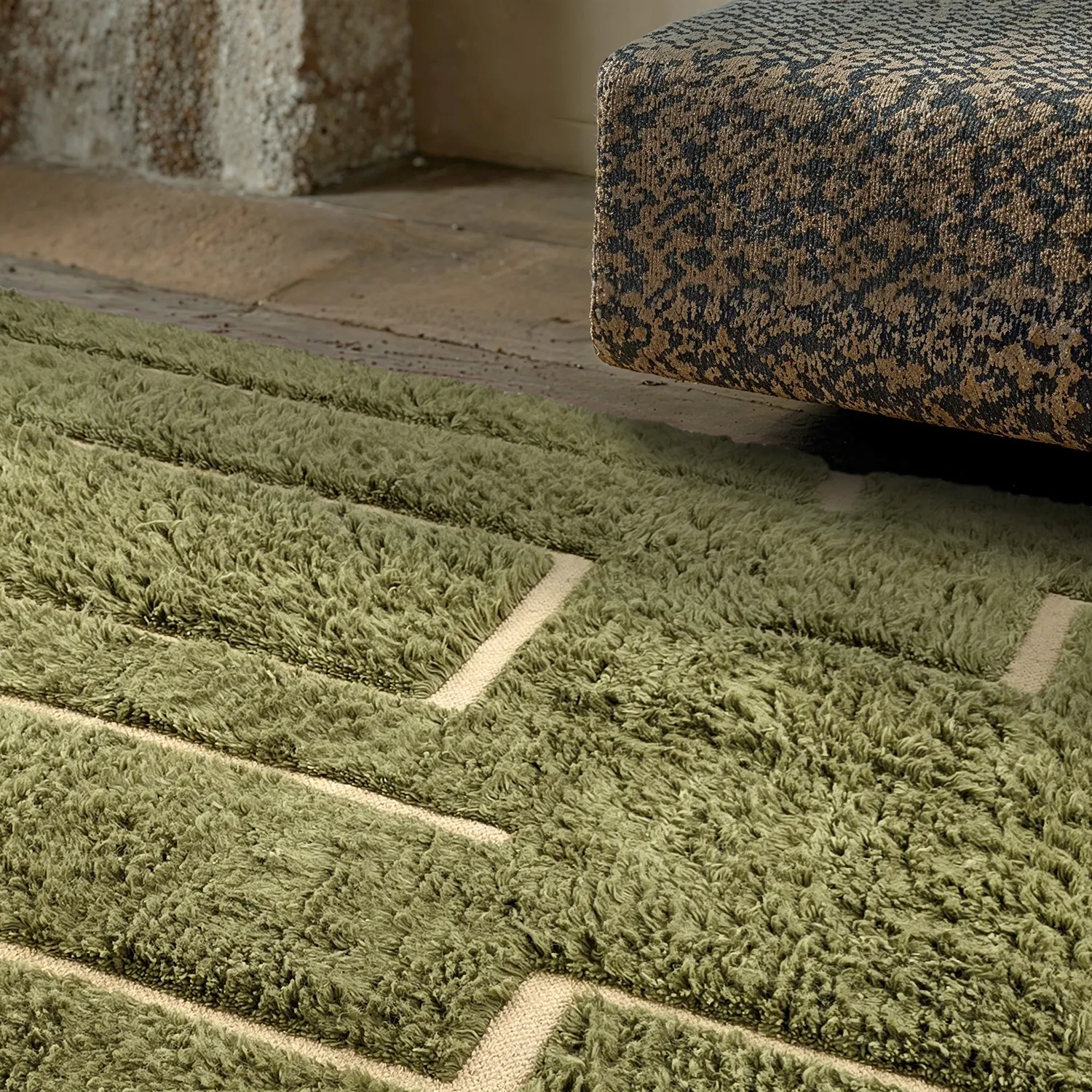 Tappeto A Pelo Lungo - Kiberg Hand Woven Wool Shaggy (verde)