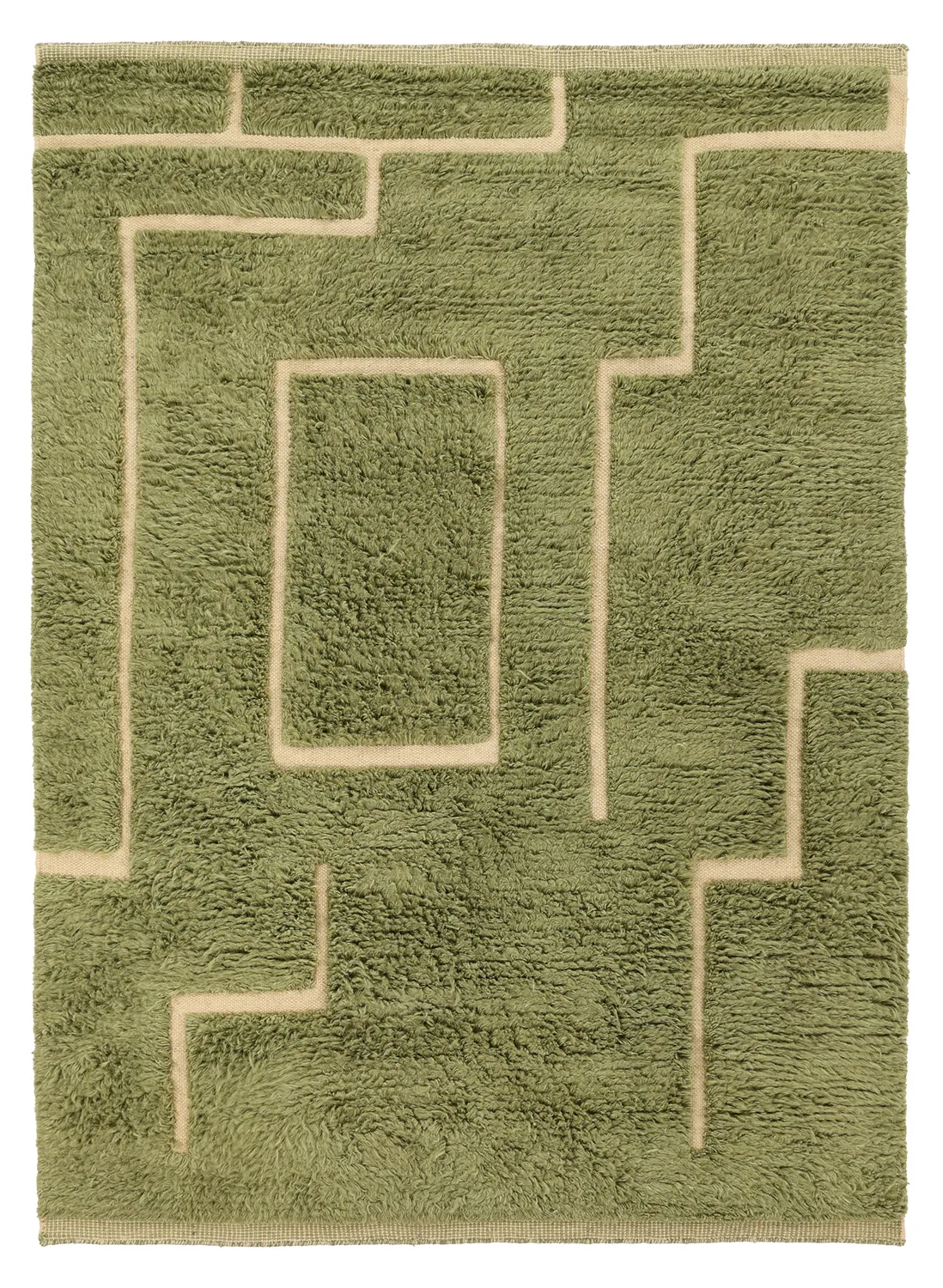 Tappeto A Pelo Lungo - Kiberg Hand Woven Wool Shaggy (verde)