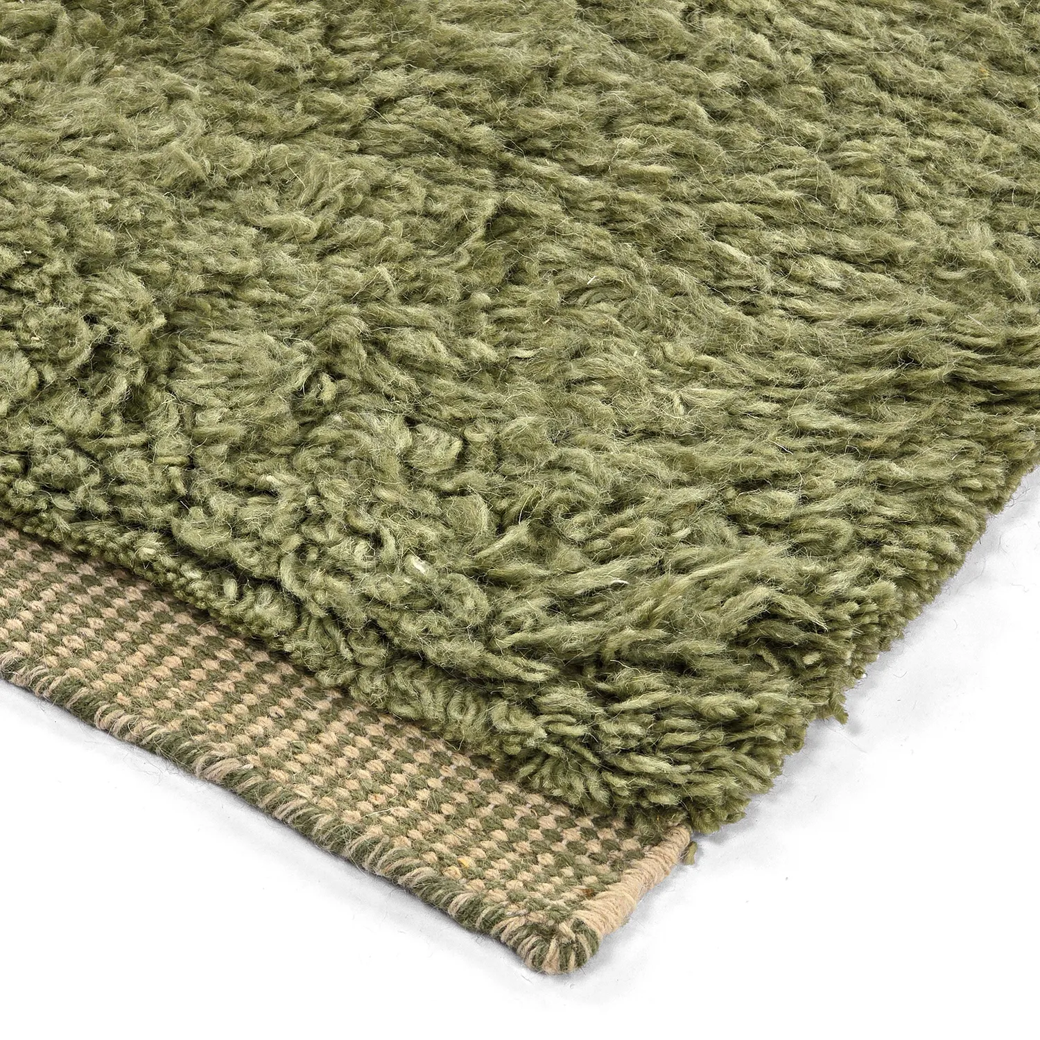 Tappeto A Pelo Lungo - Kiberg Hand Woven Wool Shaggy (verde)
