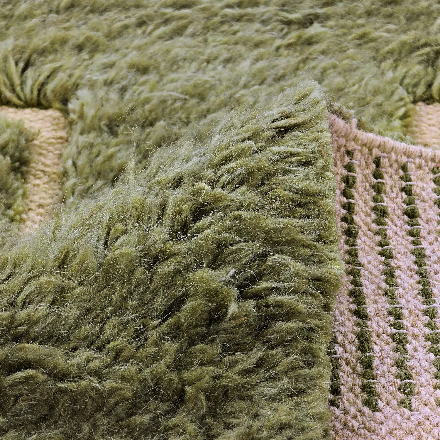 Tappeto A Pelo Lungo - Kiberg Hand Woven Wool Shaggy (verde)