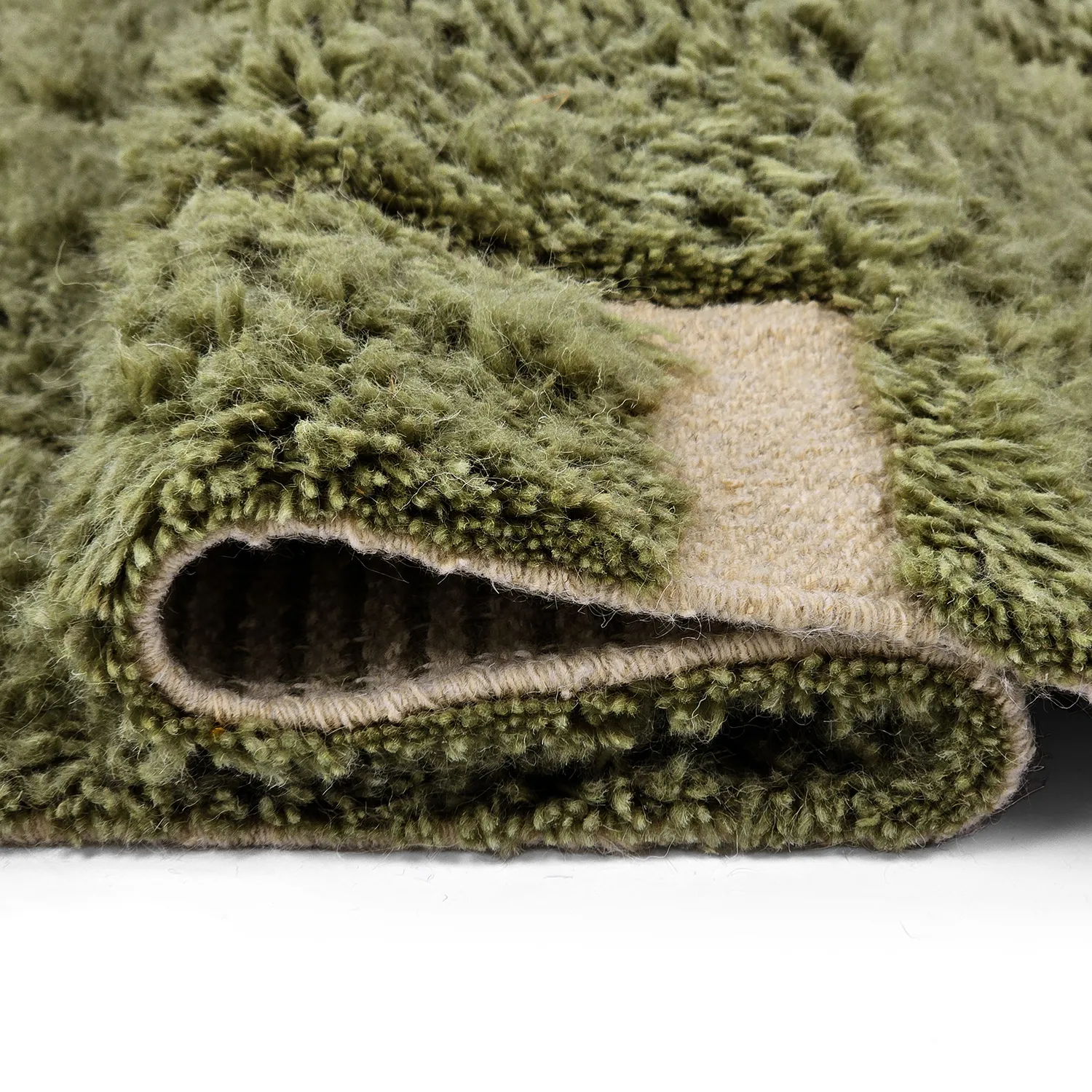 Tappeto A Pelo Lungo - Kiberg Hand Woven Wool Shaggy (verde)