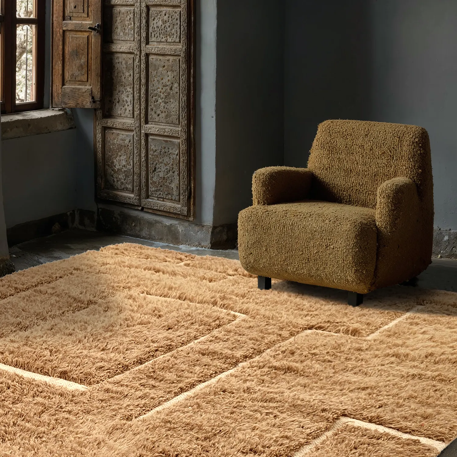Tappeto A Pelo Lungo - Kiberg Hand Woven Wool Shaggy (beige)