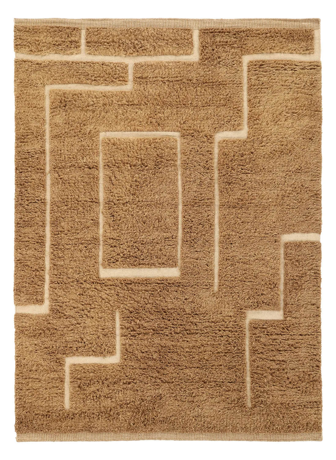 Tappeto A Pelo Lungo - Kiberg Hand Woven Wool Shaggy (beige)
