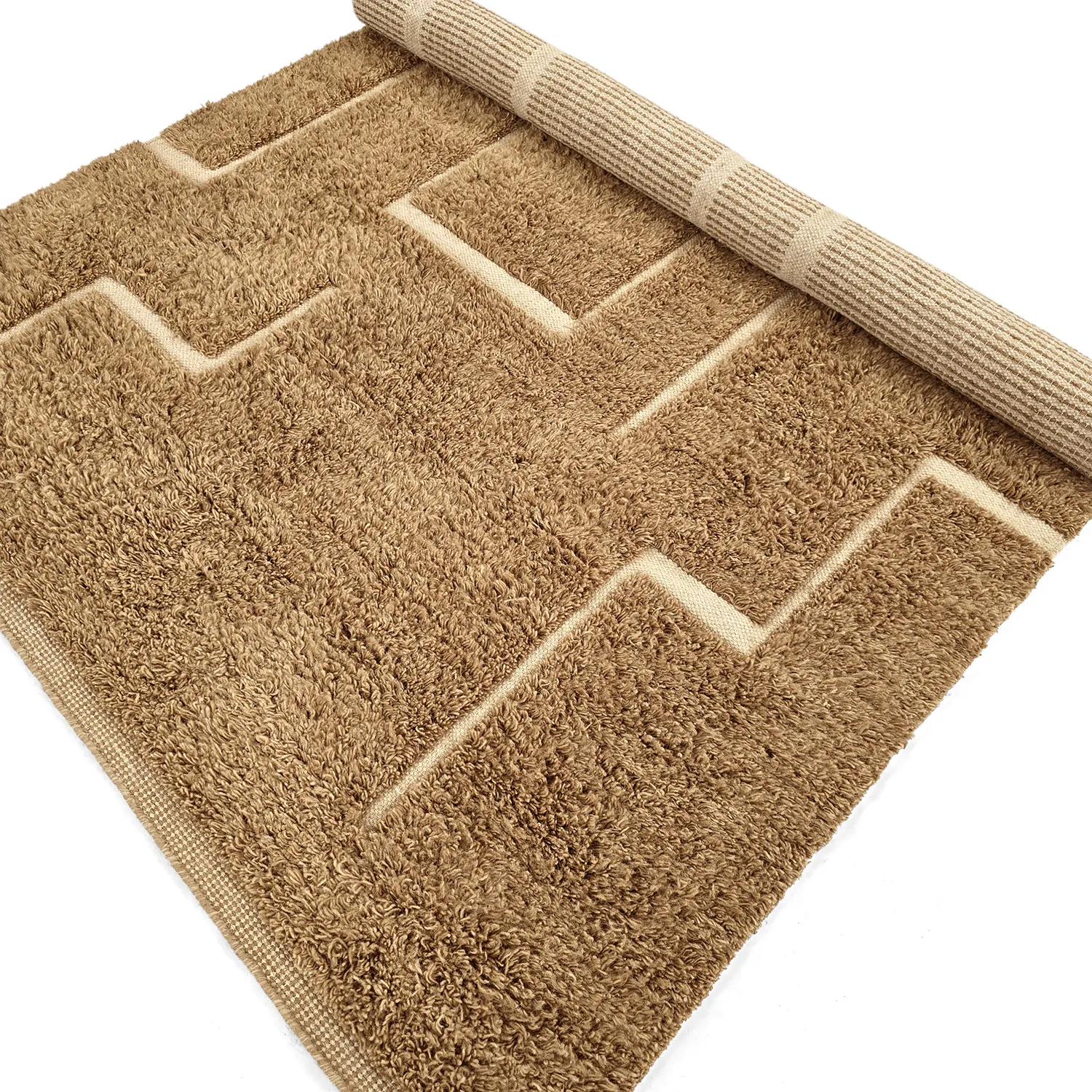 Tappeto A Pelo Lungo - Kiberg Hand Woven Wool Shaggy (beige)