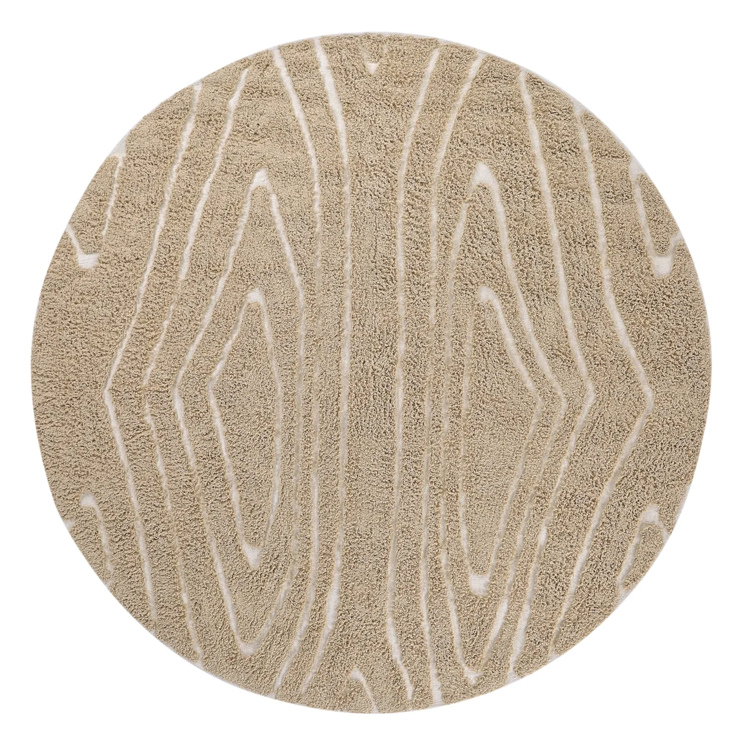 Tappeti rotondi - Kindon Natural Cotton Shaggy (beige/bianco)