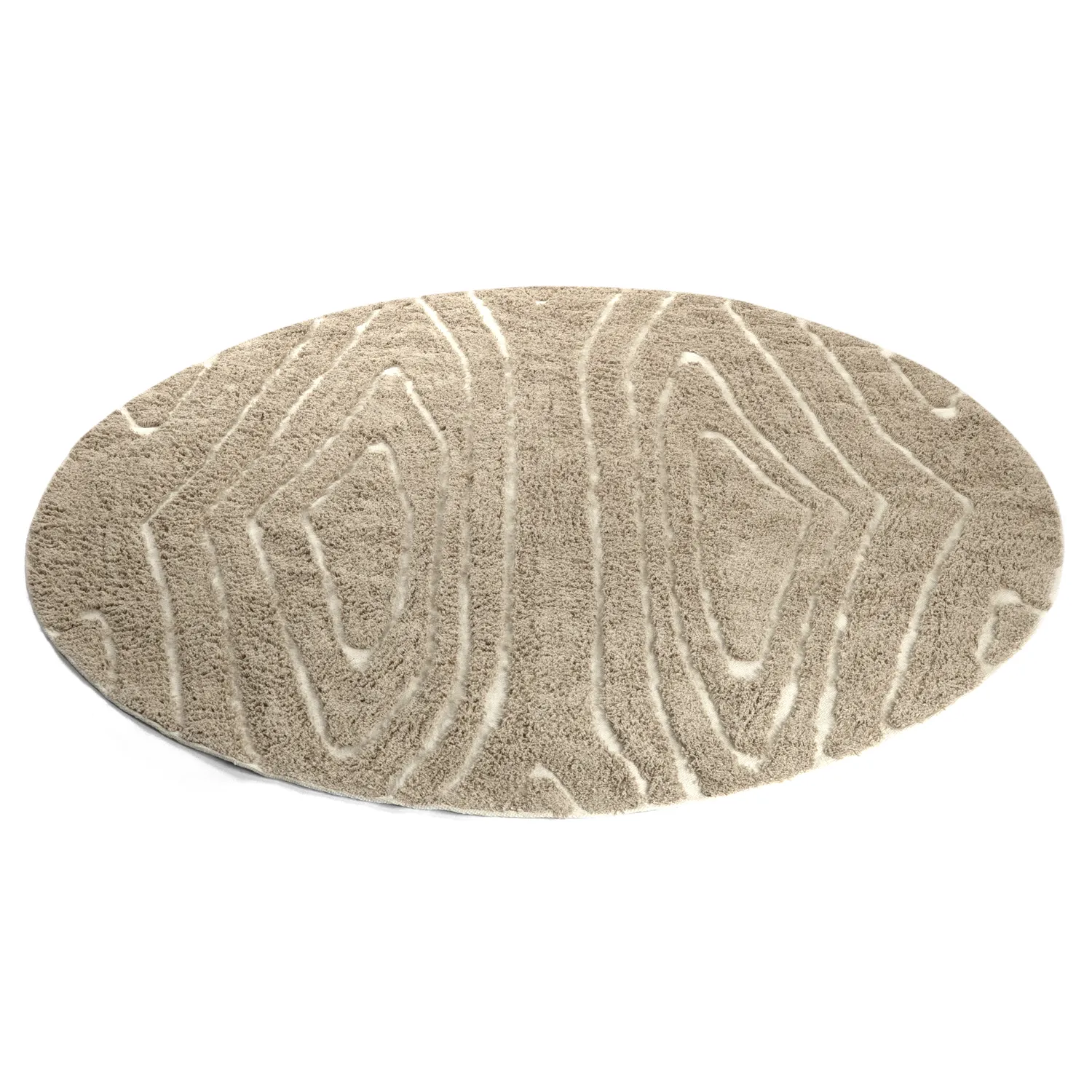 Tappeti rotondi - Kindon Natural Cotton Shaggy (beige/bianco)