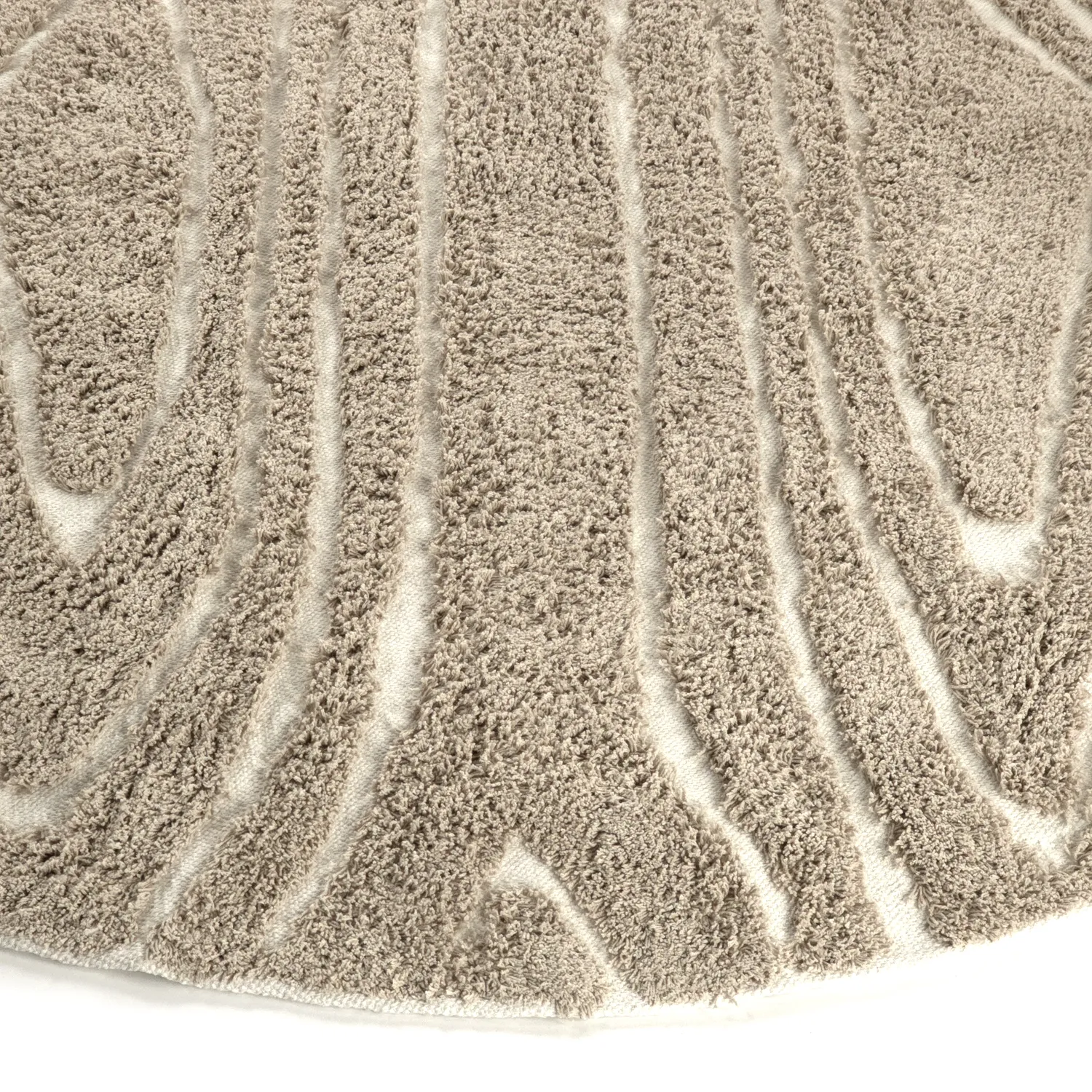 Tappeti rotondi - Kindon Natural Cotton Shaggy (beige/bianco)