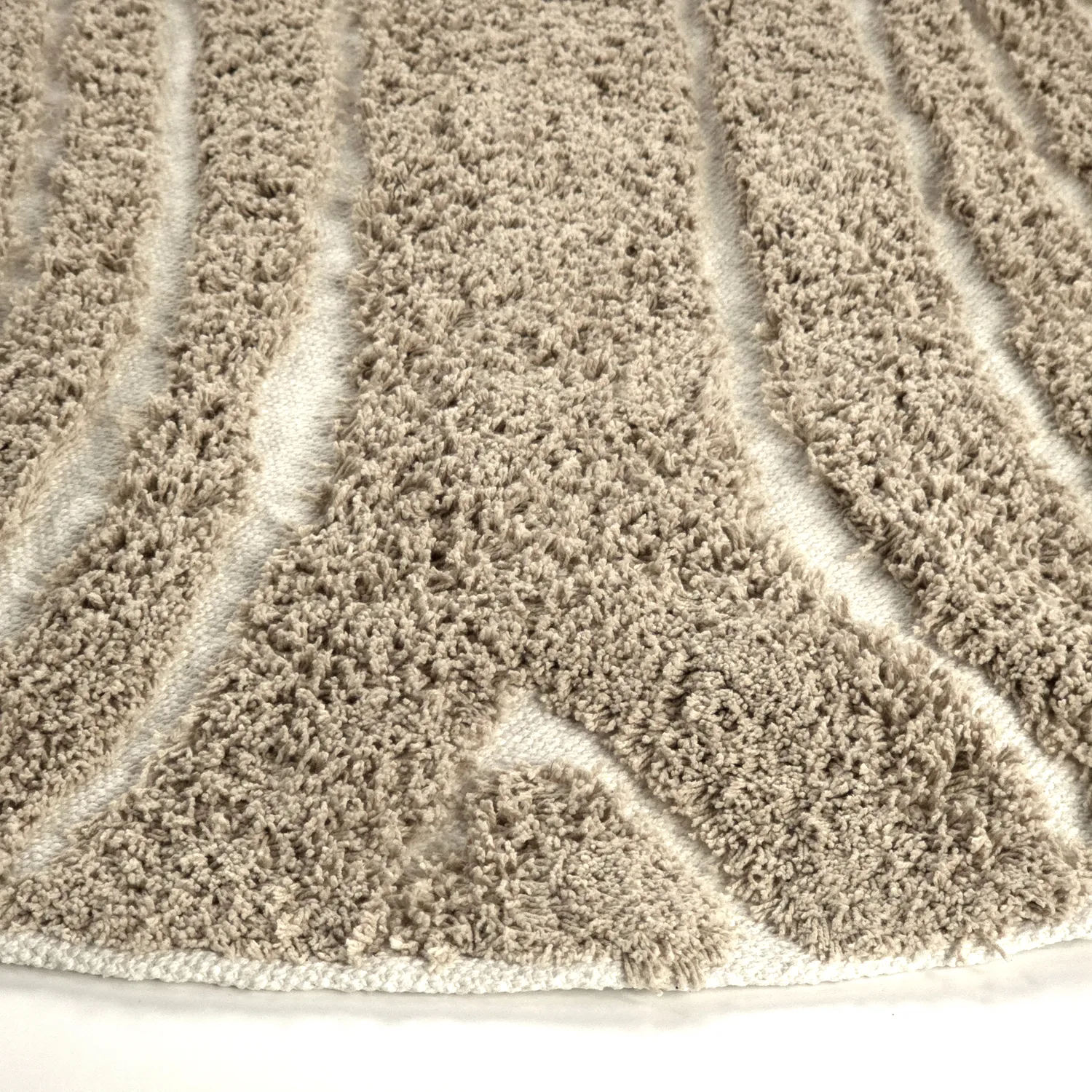 Tappeti rotondi - Kindon Natural Cotton Shaggy (beige/bianco)