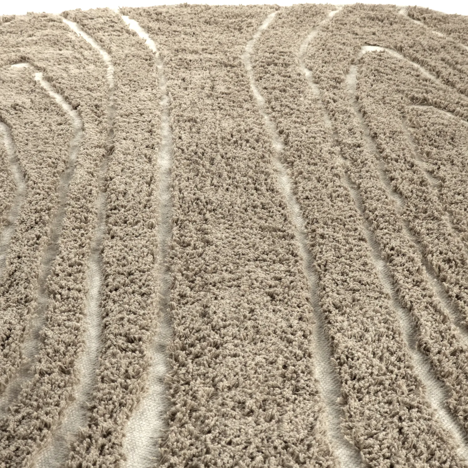 Tappeti rotondi - Kindon Natural Cotton Shaggy (beige/bianco)