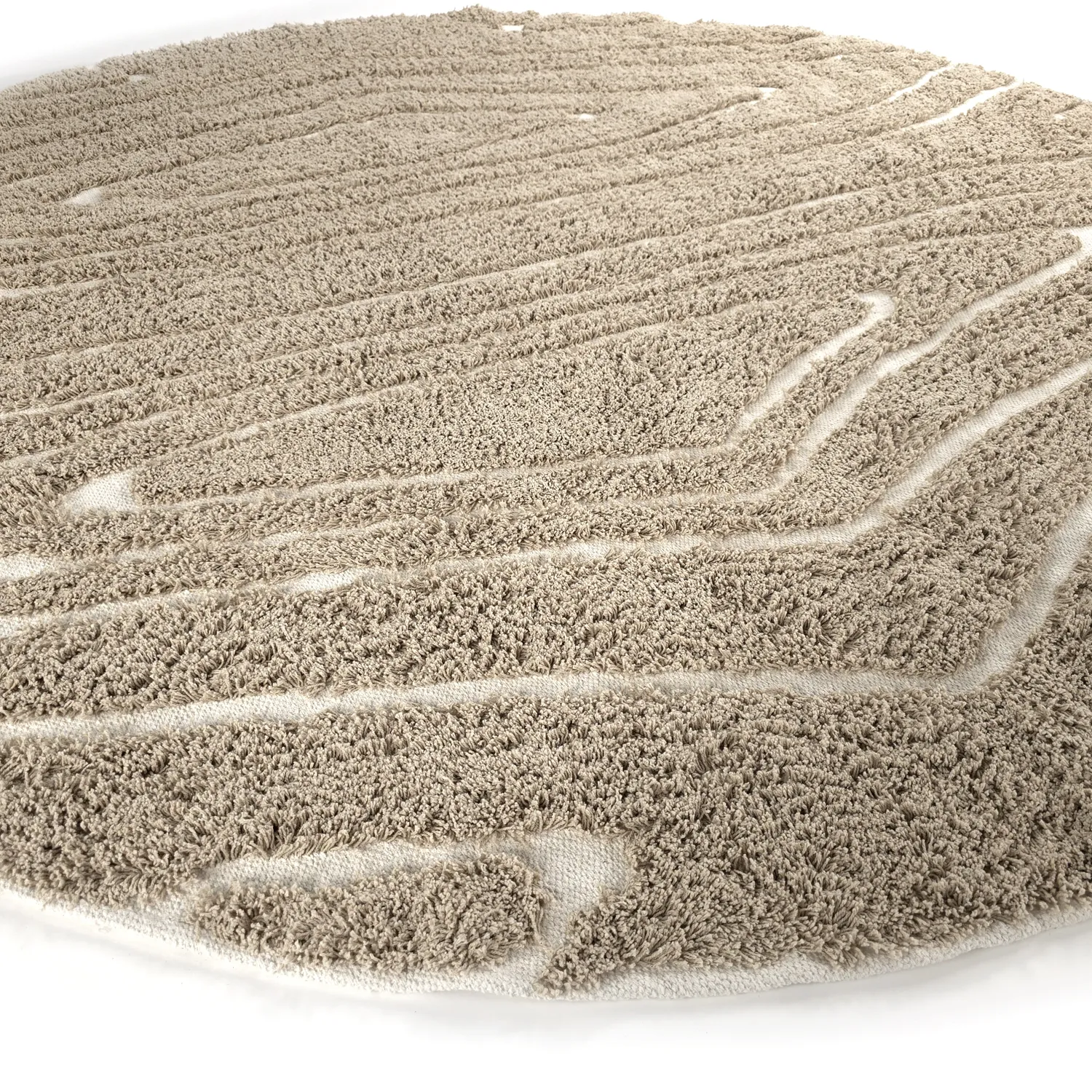 Tappeti rotondi - Kindon Natural Cotton Shaggy (beige/bianco)